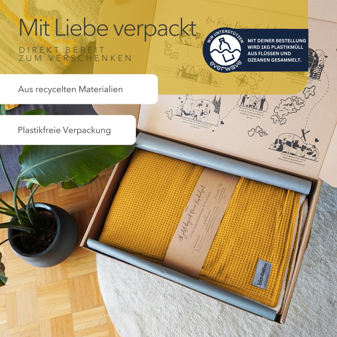 Kuscheldecke "Vollkommen" Ocker Gelb · Sandweiß