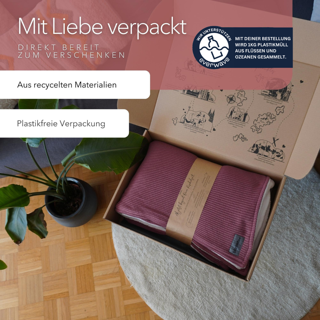 Kuscheldecke mit Baumwollstrick • Mauve