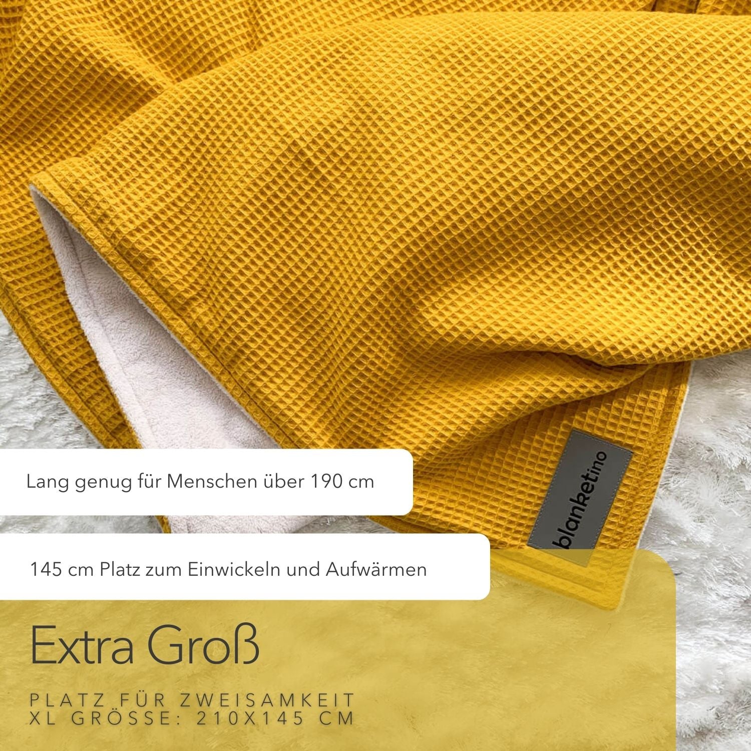 Kuscheldecke "Extra lang" • 145 x 230 cm • Gelb • Sandweiß