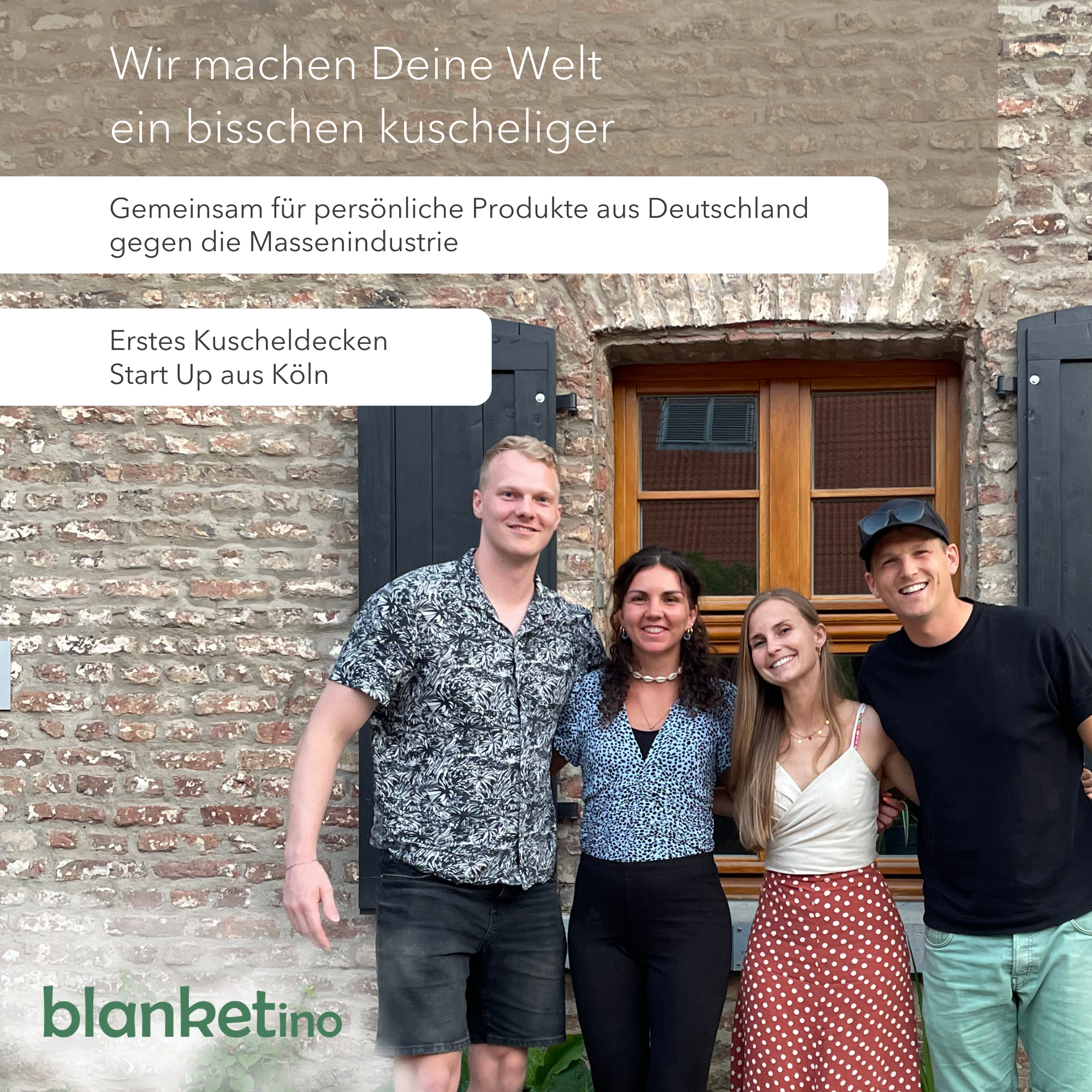 Kuscheldecke mit Baumwollstrick • Mandel-Beige