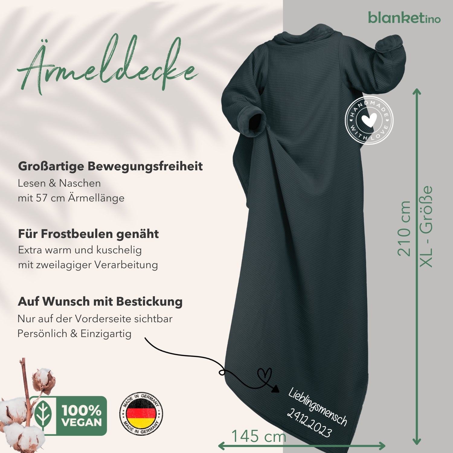 Kuscheldecke mit Ärmeln · Vollkommen · Vulkangrau