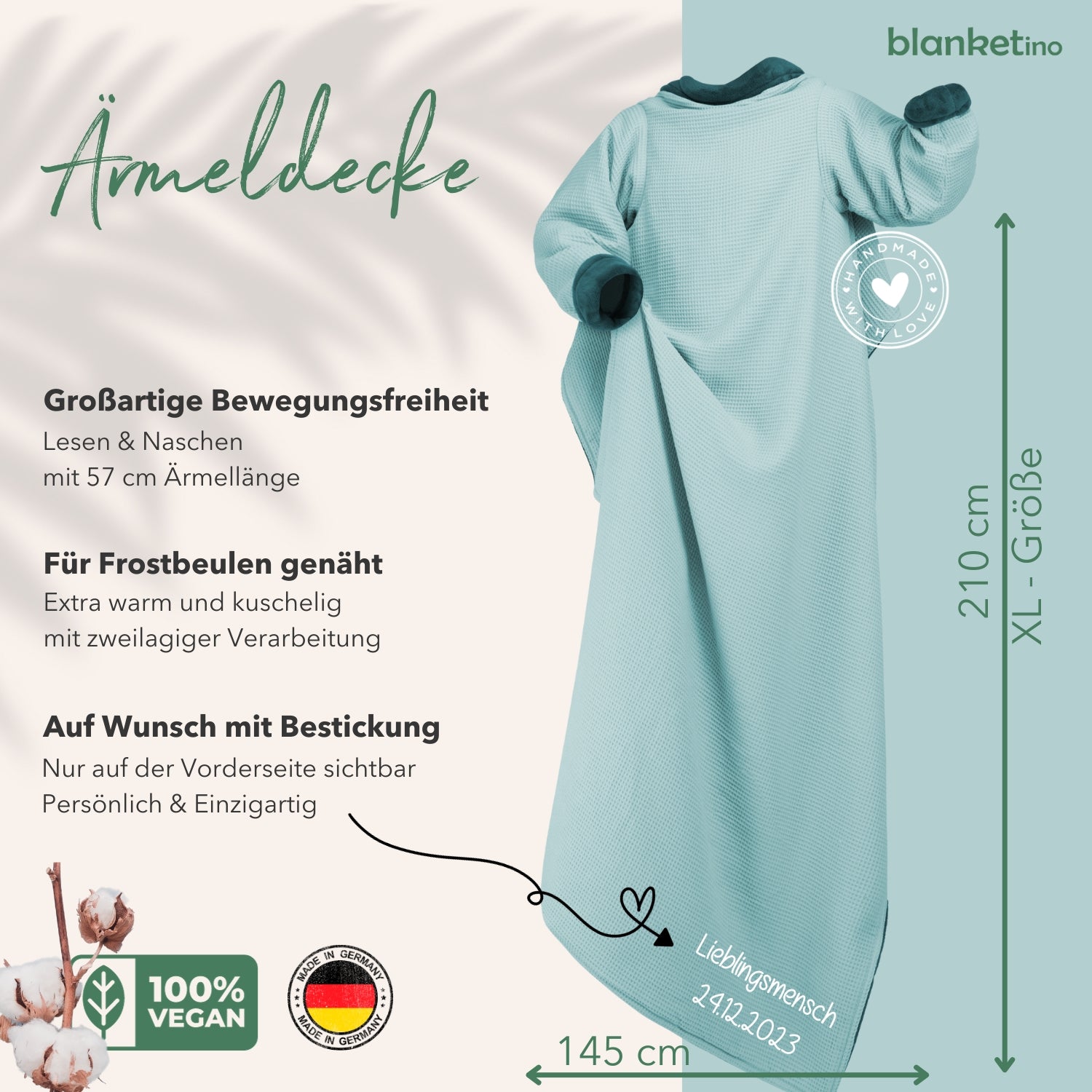Kuscheldecke mit Ärmeln · Vollkommen · Mint · Smaragdgrün