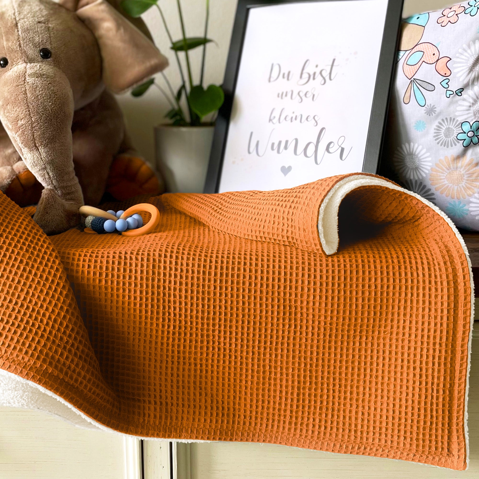 Babydecke mit Namen - 70 x 100 cm • Cognac