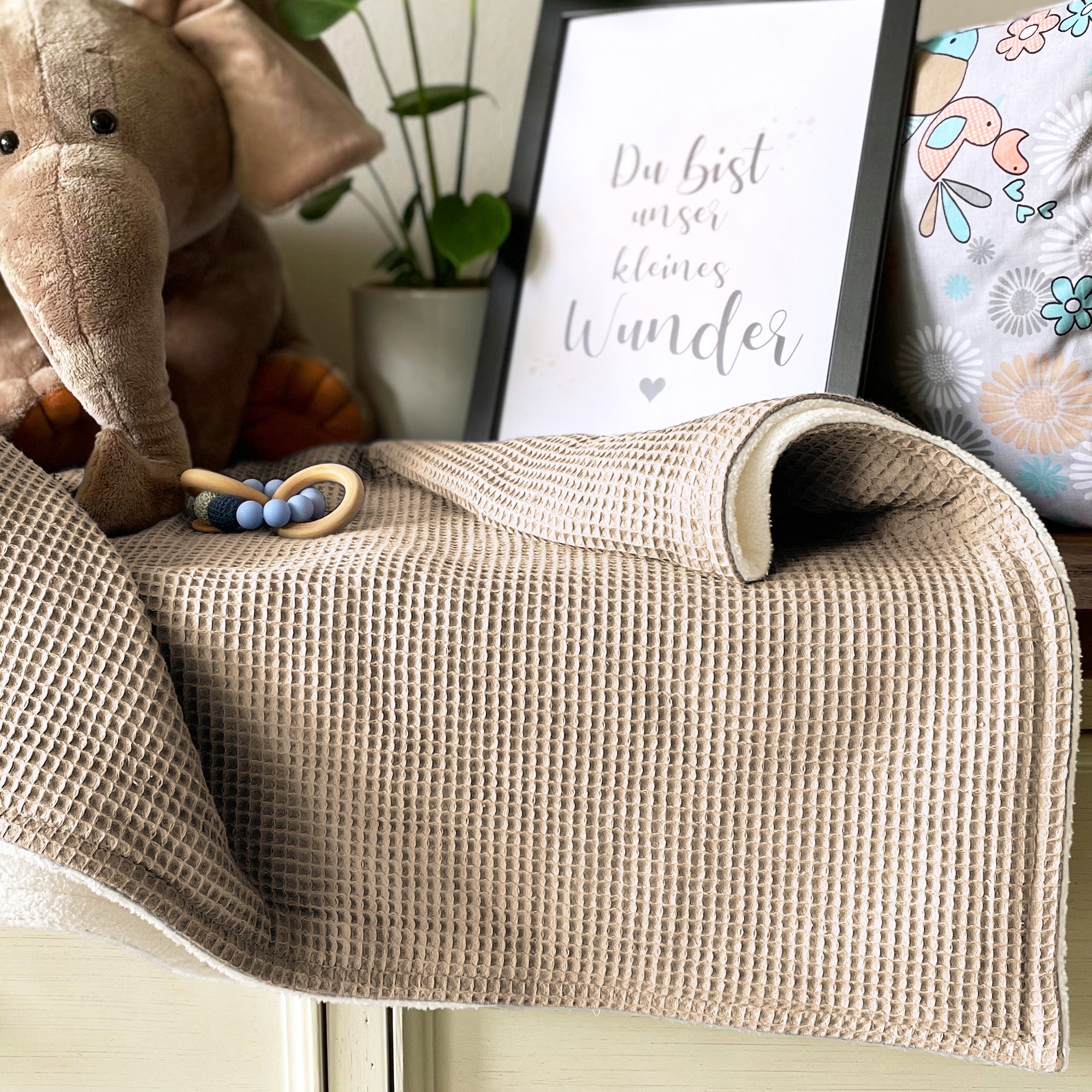 Babydecke mit Namen - 70 x 100 cm • Creme