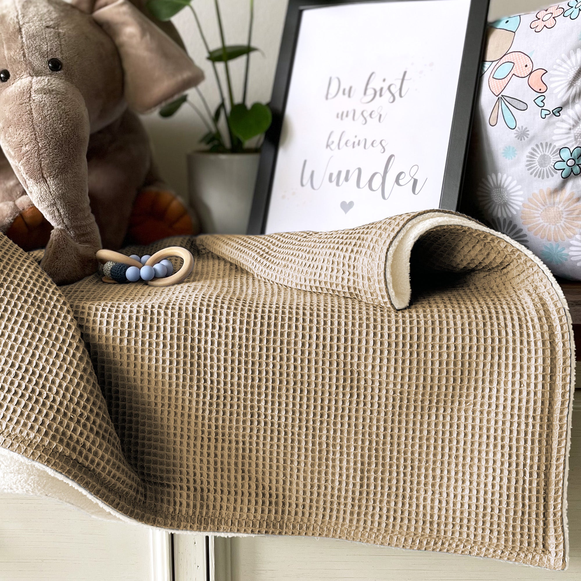 Babydecke mit Namen - 70 x 100 cm • Latte Macchiato