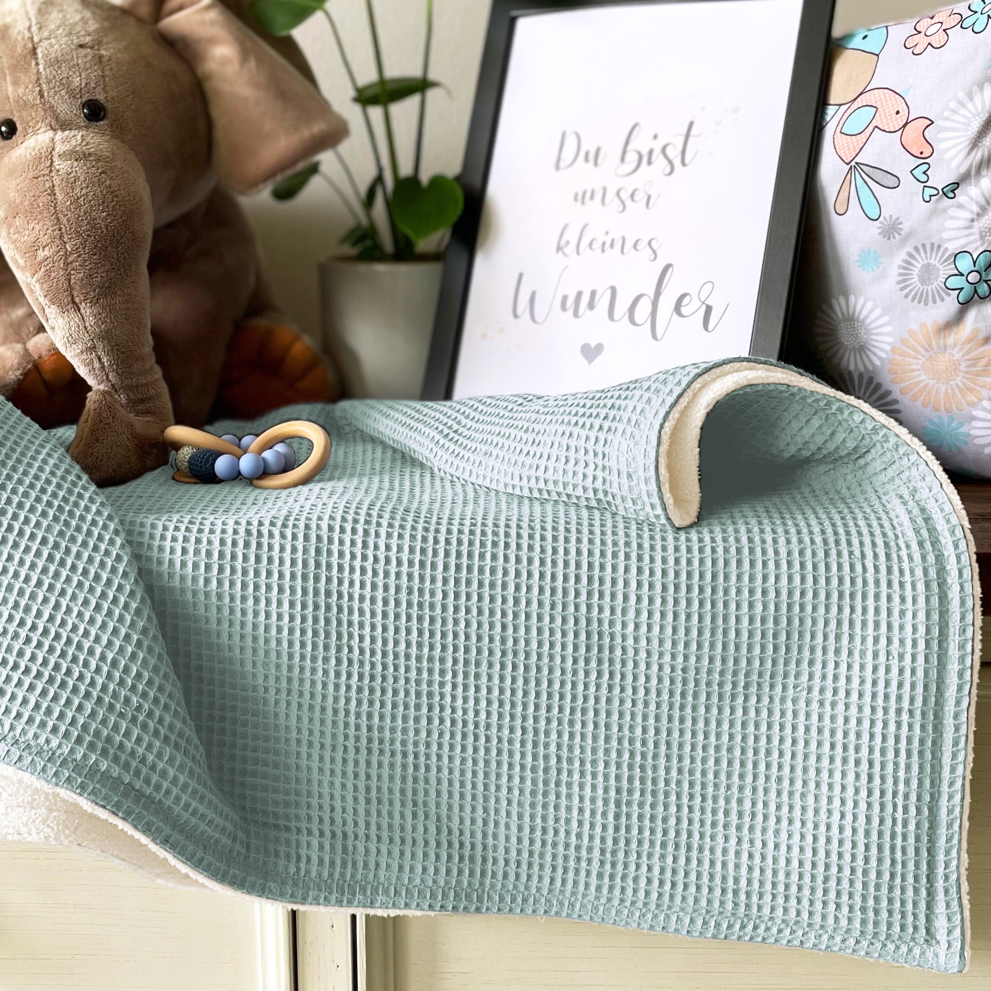 Babydecke mit Namen - 70 x 100 cm • Mint