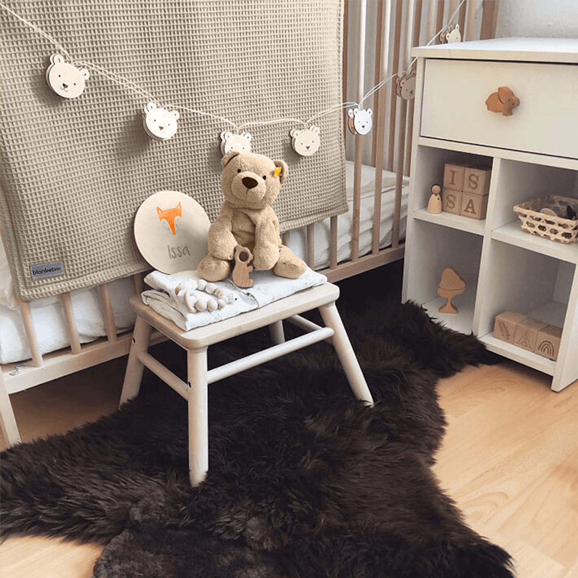 Babydecke mit Namen - 70 x 100 cm • Creme
