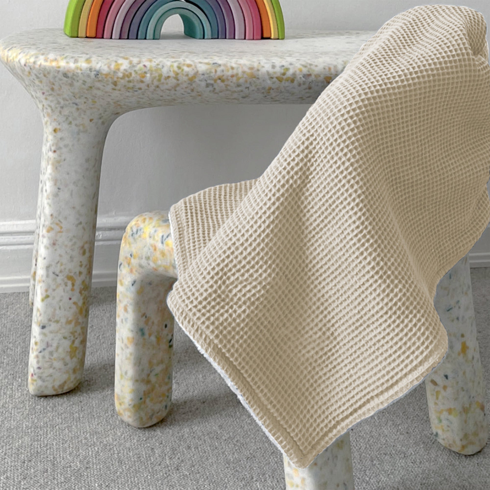 Babydecke mit Namen - 70 x 100 cm • Creme