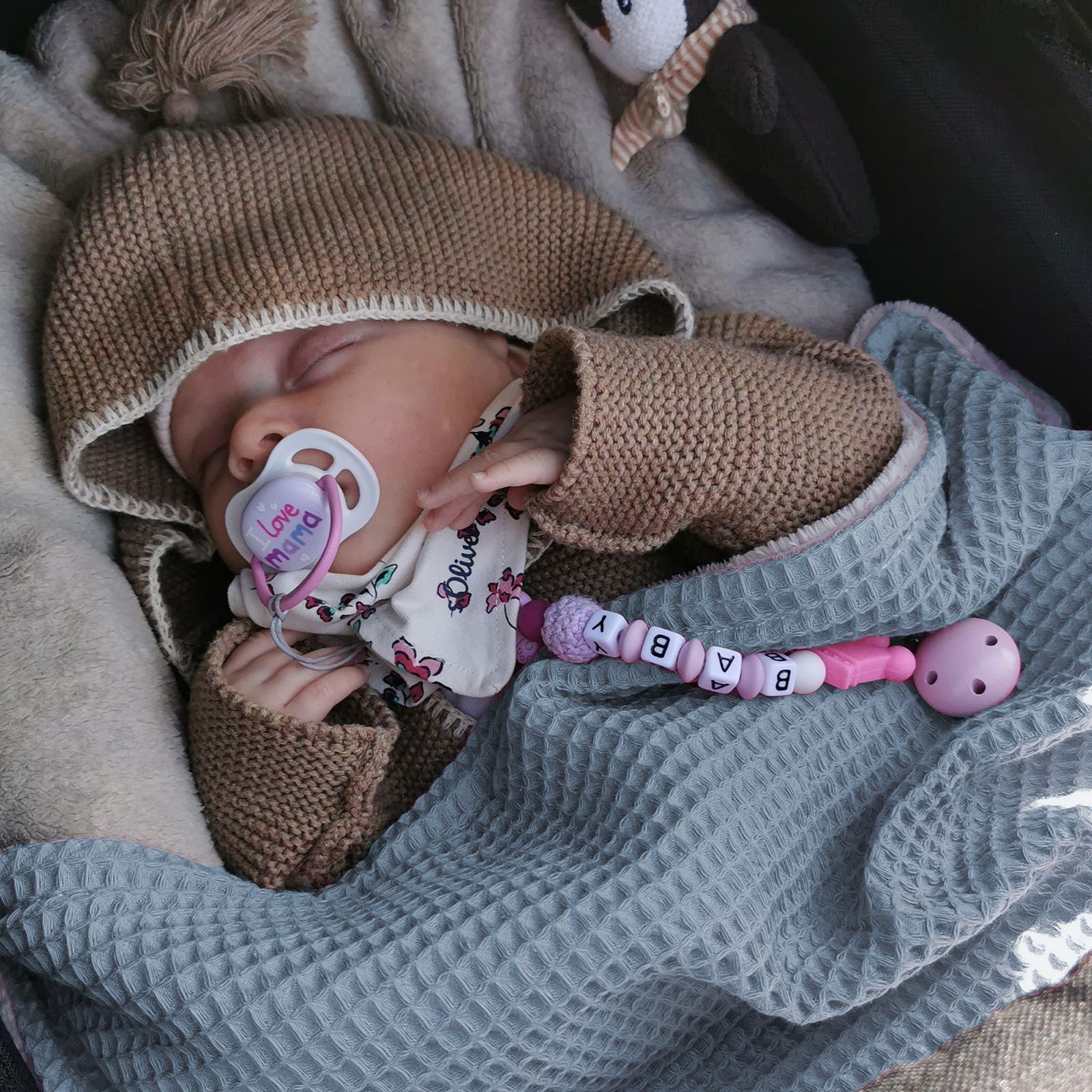 Babydecke mit Namen - 70 x 100 cm • Woklenblau