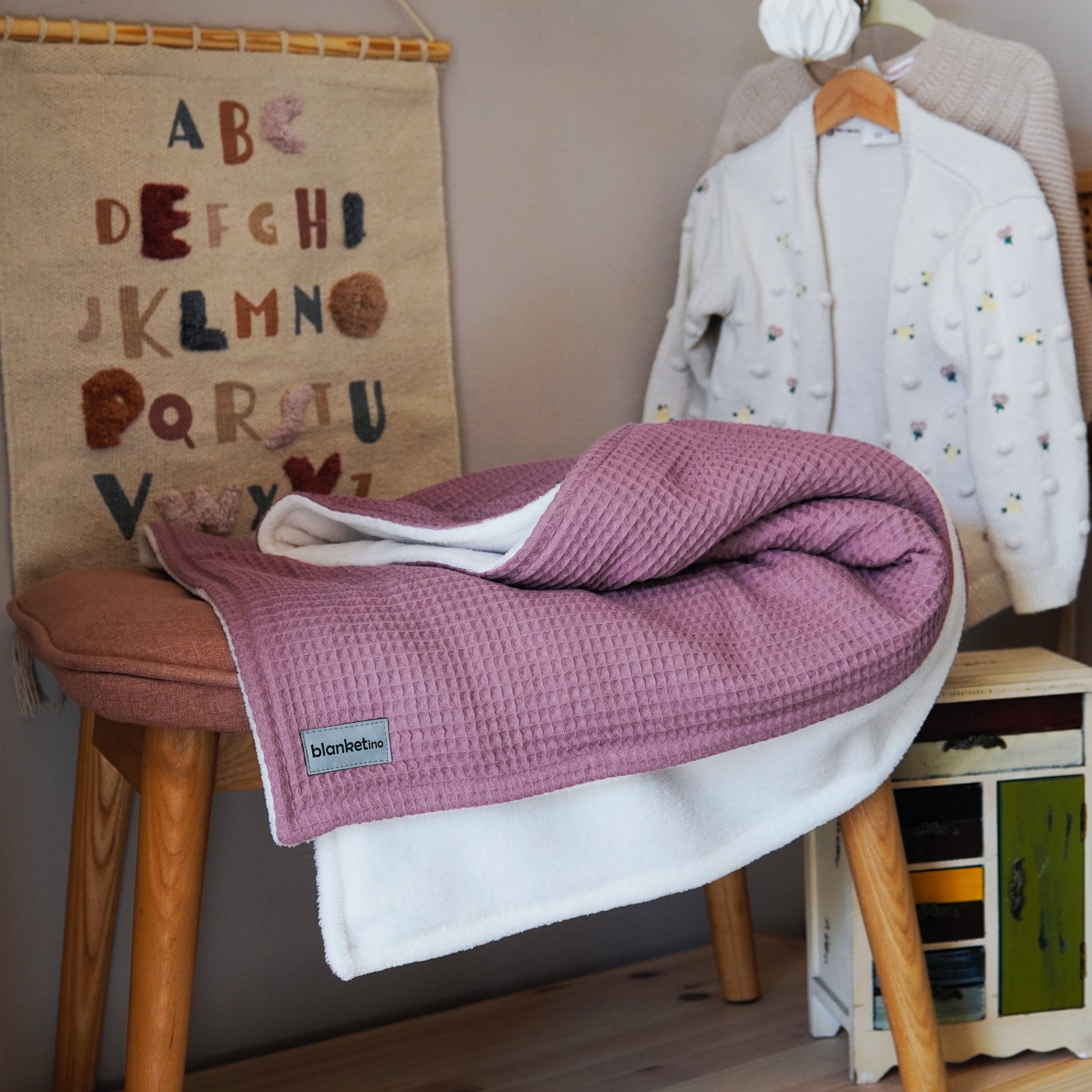 Babydecke mit Namen - 70 x 100 cm • Altrosa