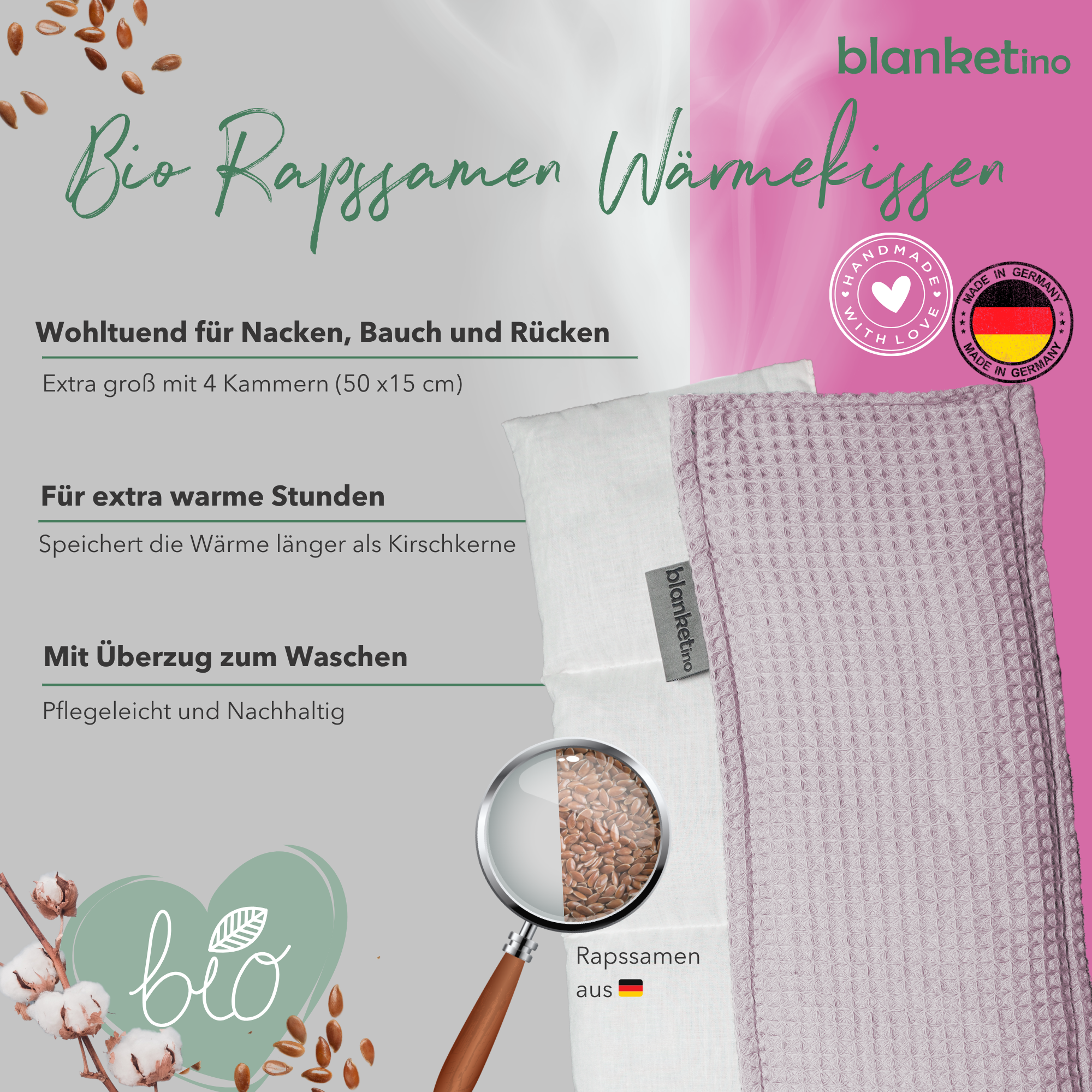 Bio Wärmekissen mit Rapssamen