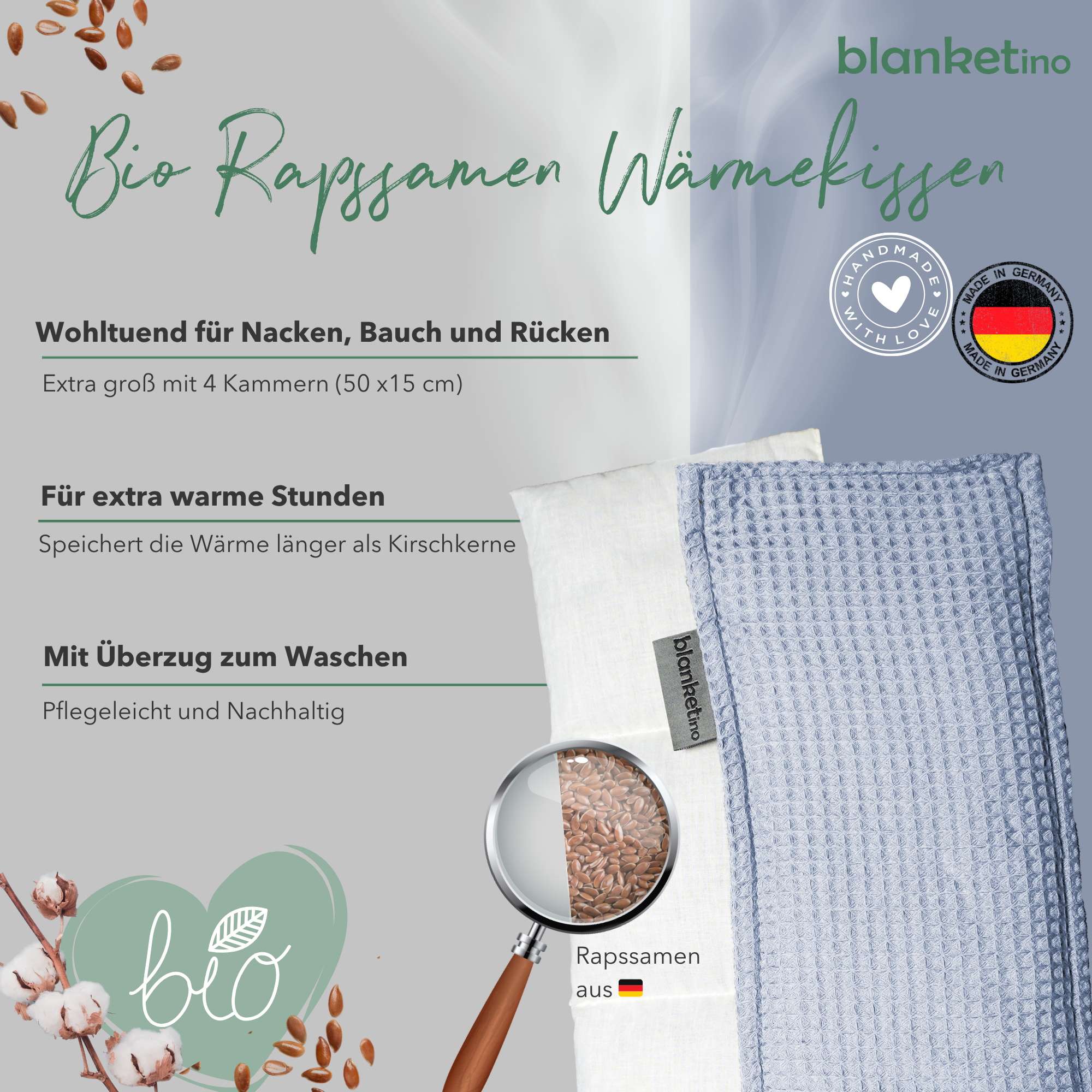 Bio Wärmekissen mit Rapssamen