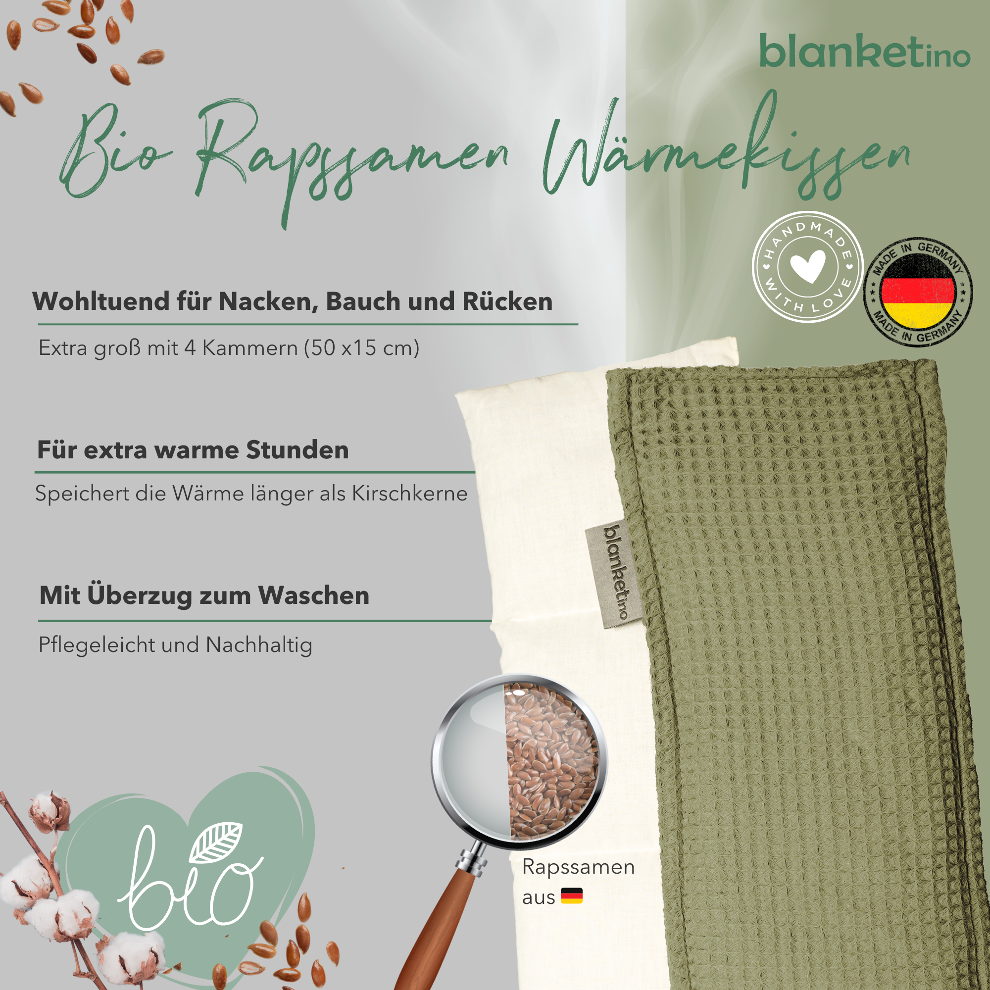 Bio Wärmekissen mit Rapssamen