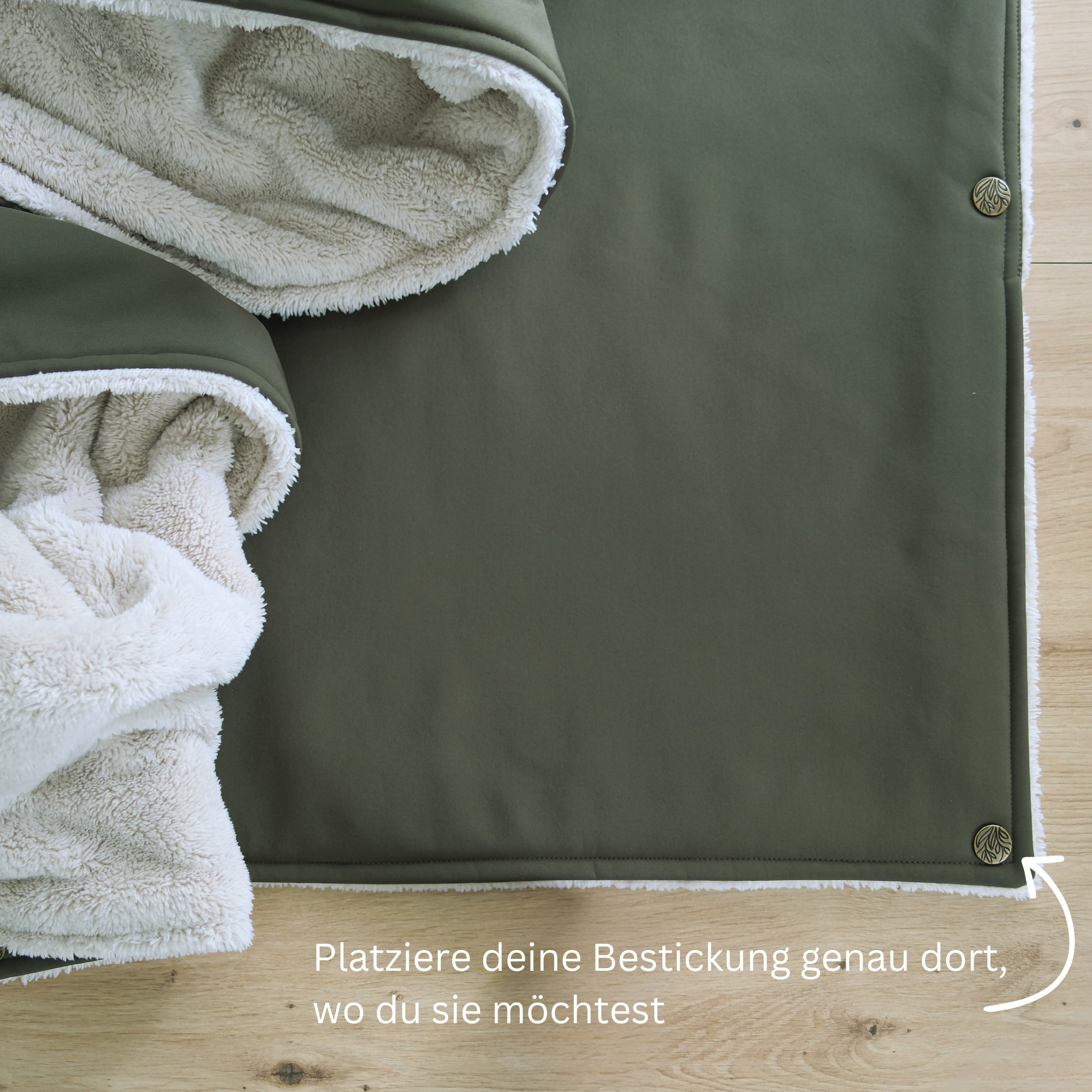 Campingdecke mit Knöpfen · Outdoor · 150x210 cm · Khaki