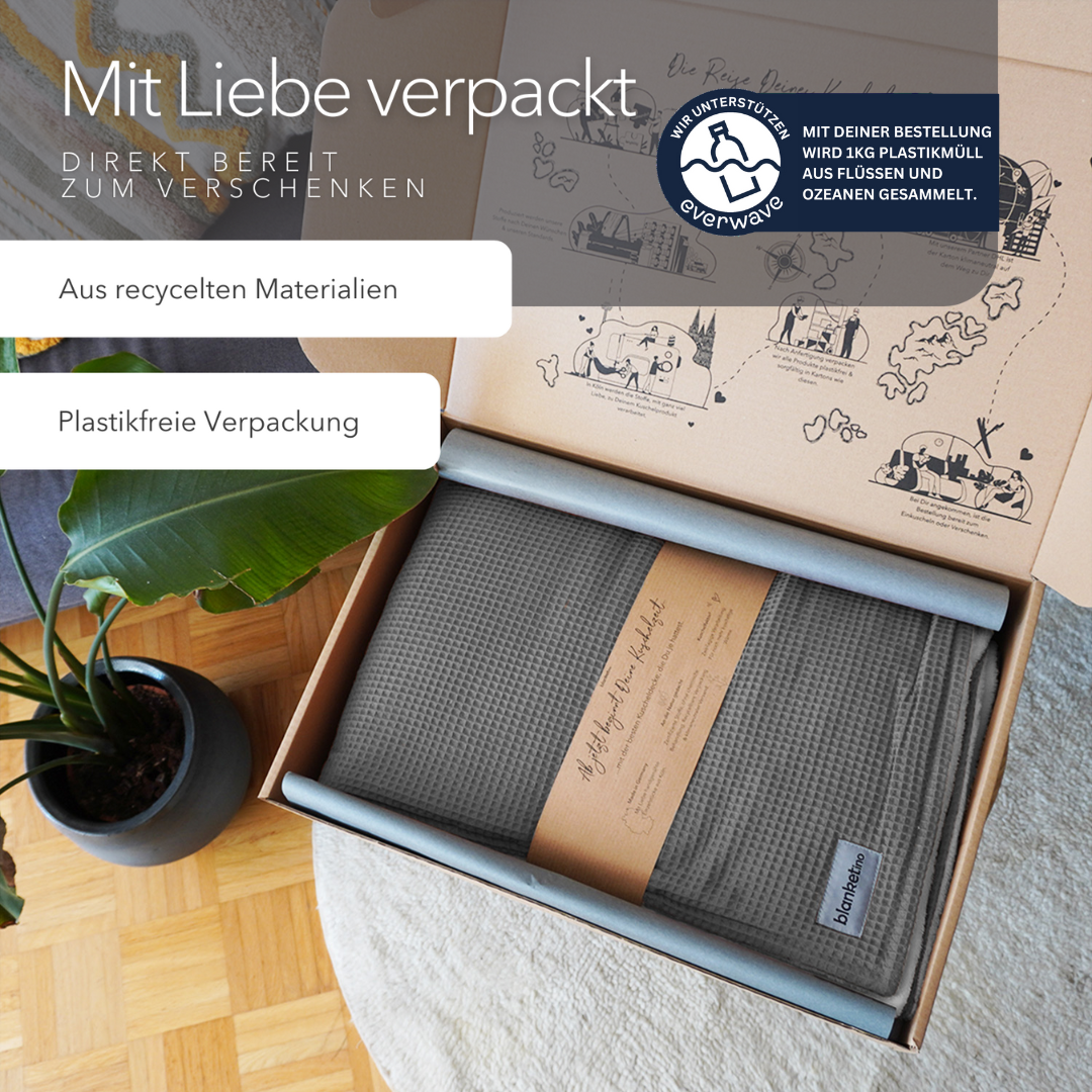 Kuscheldecke "Vollkommen" Grau · Gletschergrau
