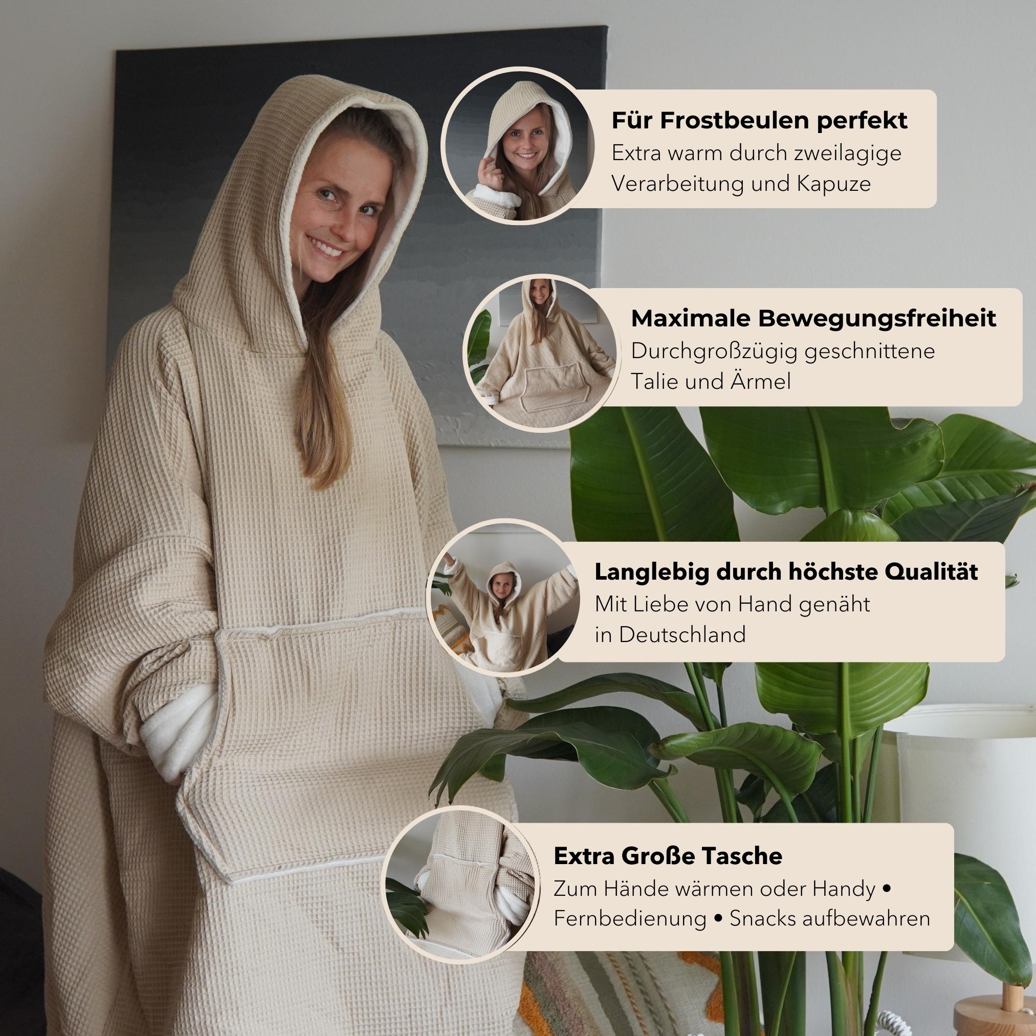 Kuschel-Hoodie mit Kapuze • Creme • Sandweiß