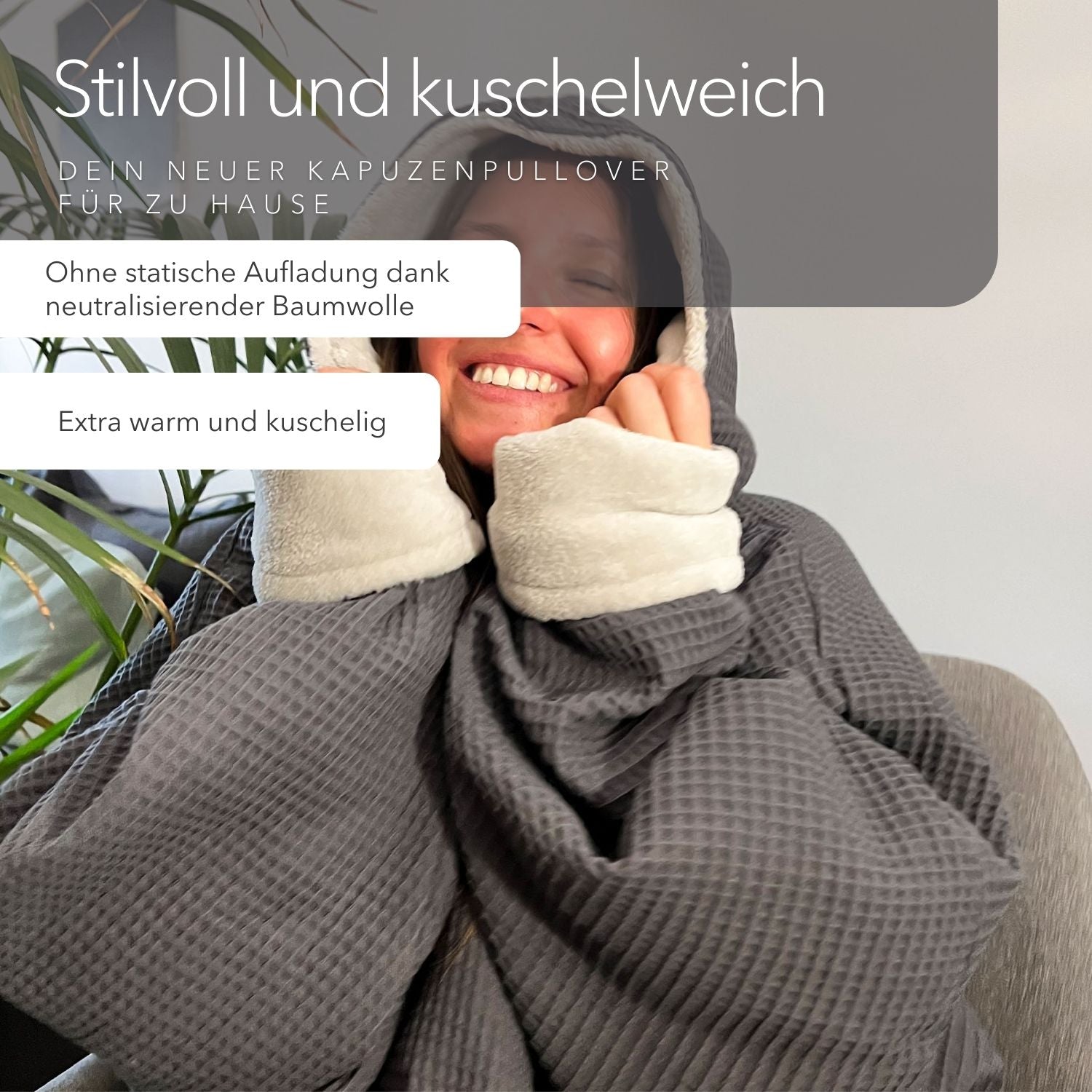 Kuschel-Hoodie mit Kapuze • Grau • Gletschergrau