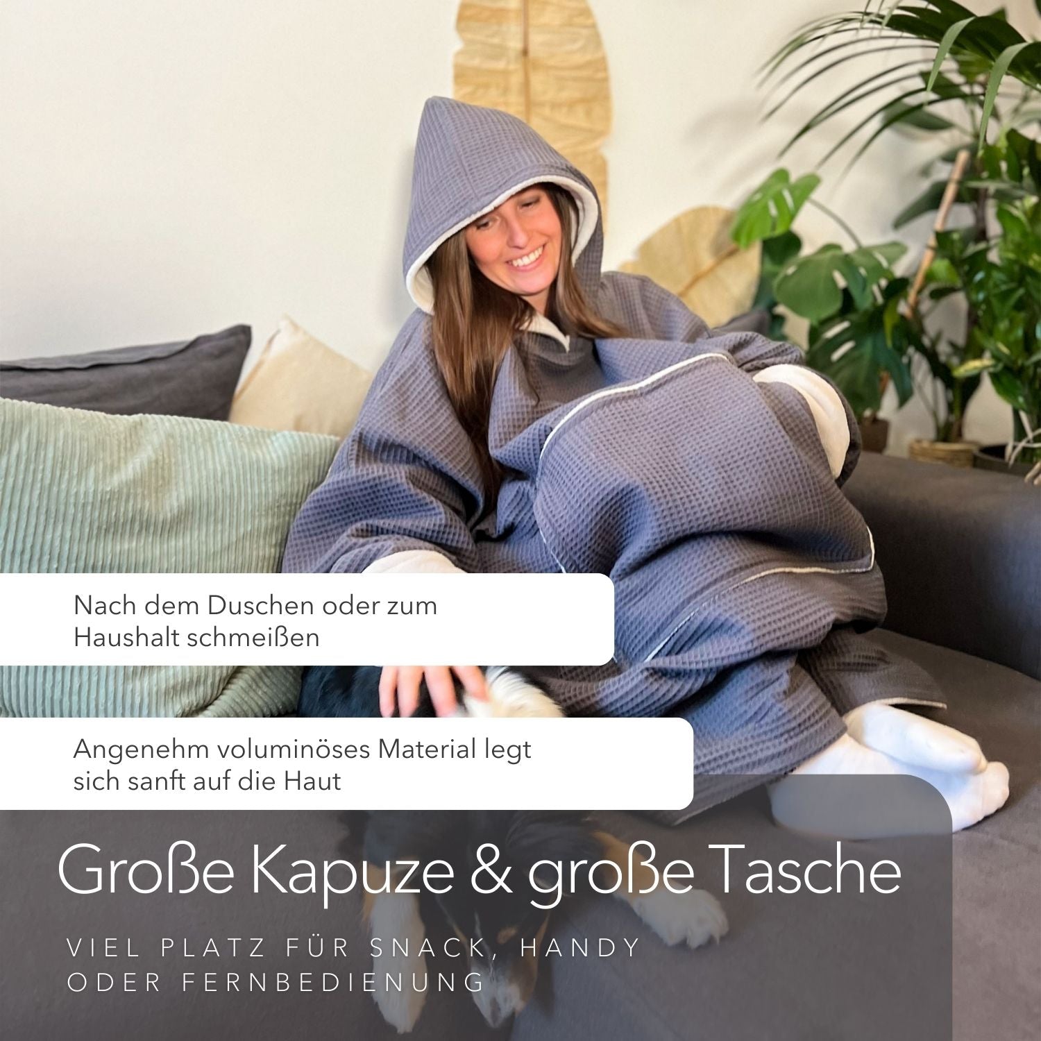 Kuschel-Hoodie mit Kapuze • Grau • Gletschergrau