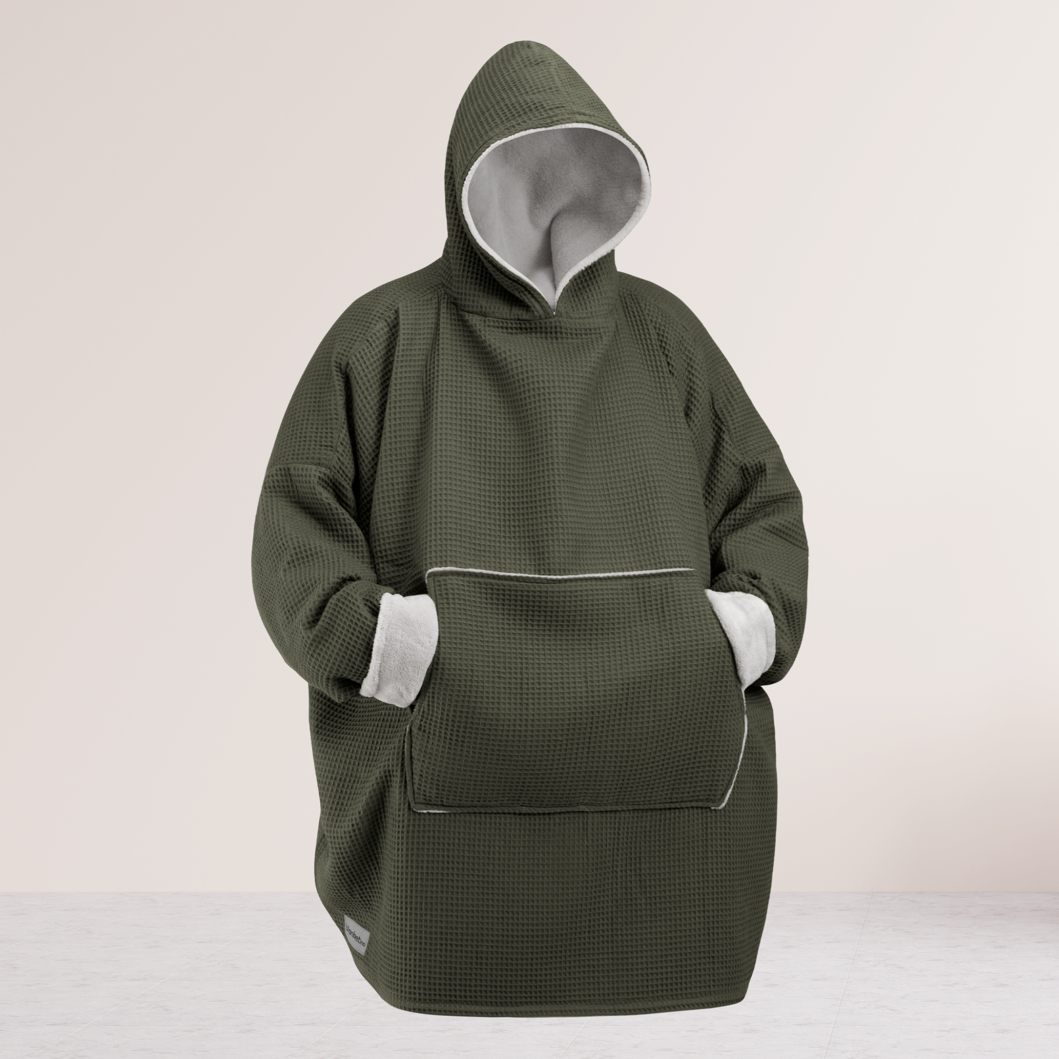 Kuschel-Hoodie mit Kapuze • Waldgrün • Sandweiß