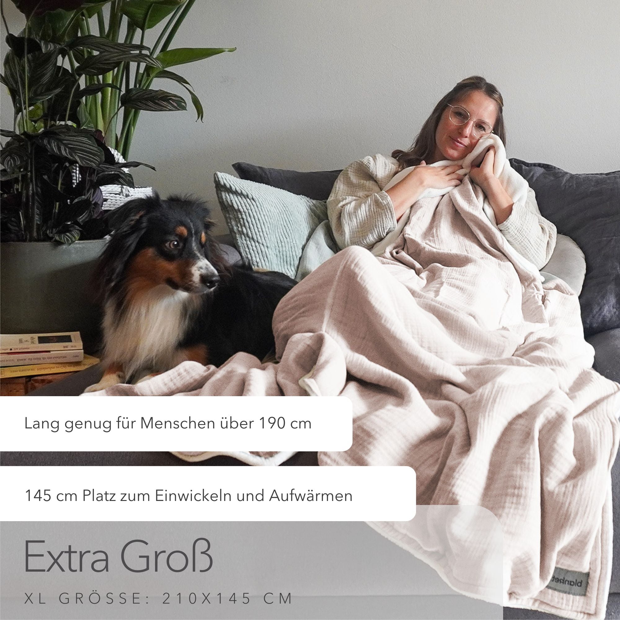 Kuscheldecke "Musselin" • Cremebeige • 145x210 cm