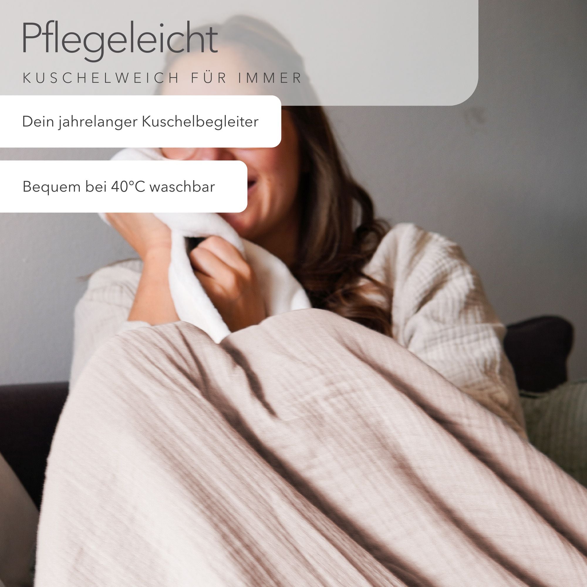 Kuscheldecke "Musselin" • Cremebeige • 145x210 cm