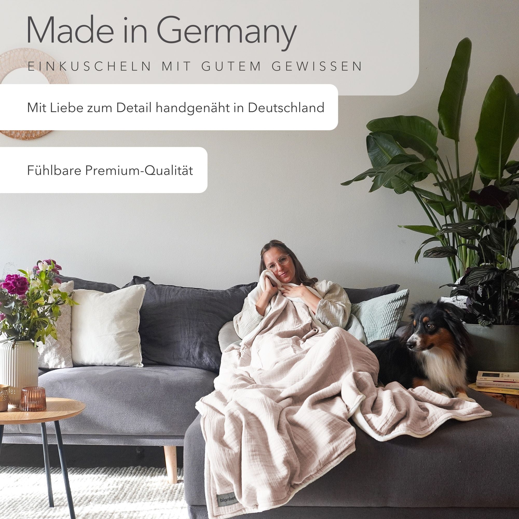 Kuscheldecke "Musselin" • Cremebeige • 145x210 cm