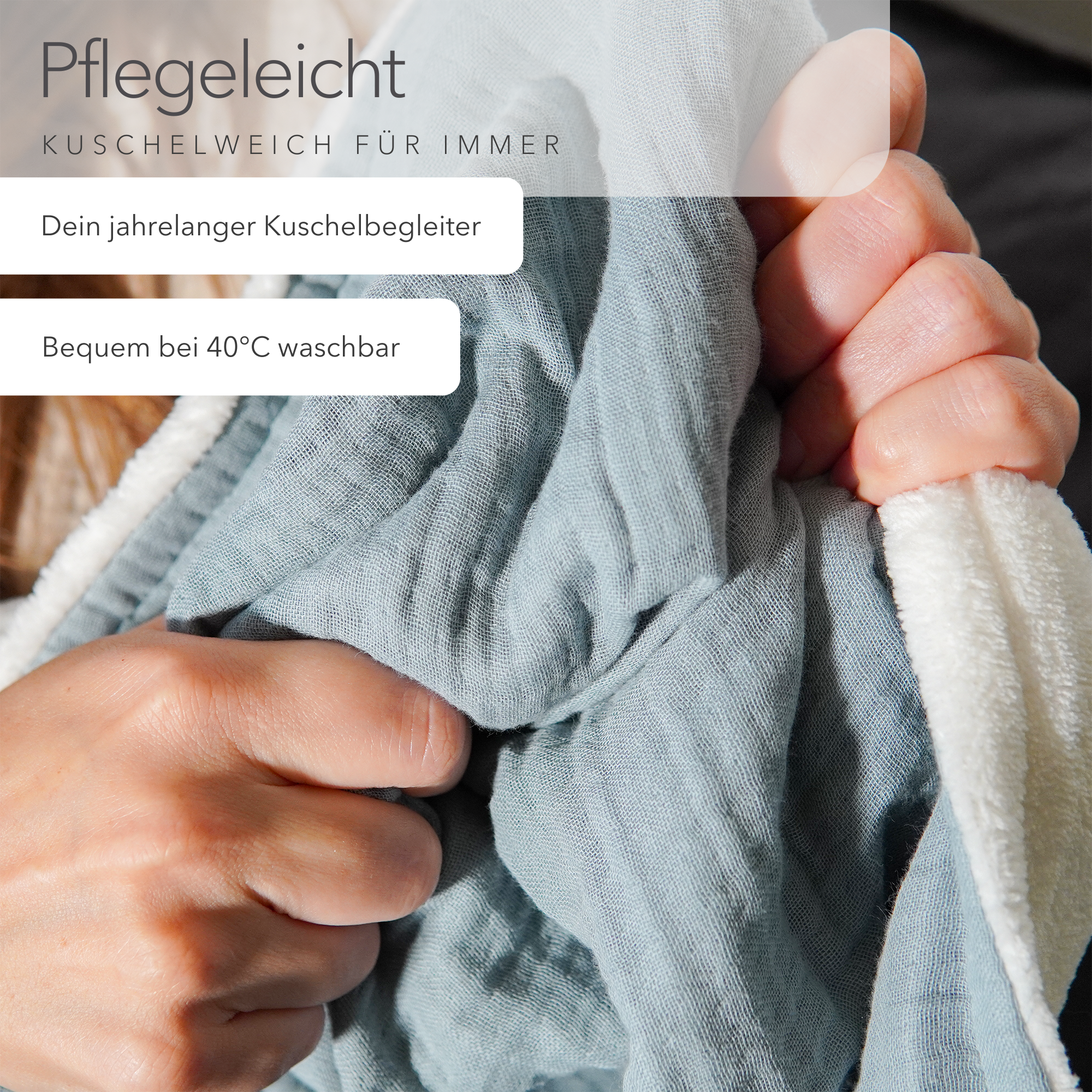 Kuscheldecke "Musselin" • Morgenblau • 145x210 cm