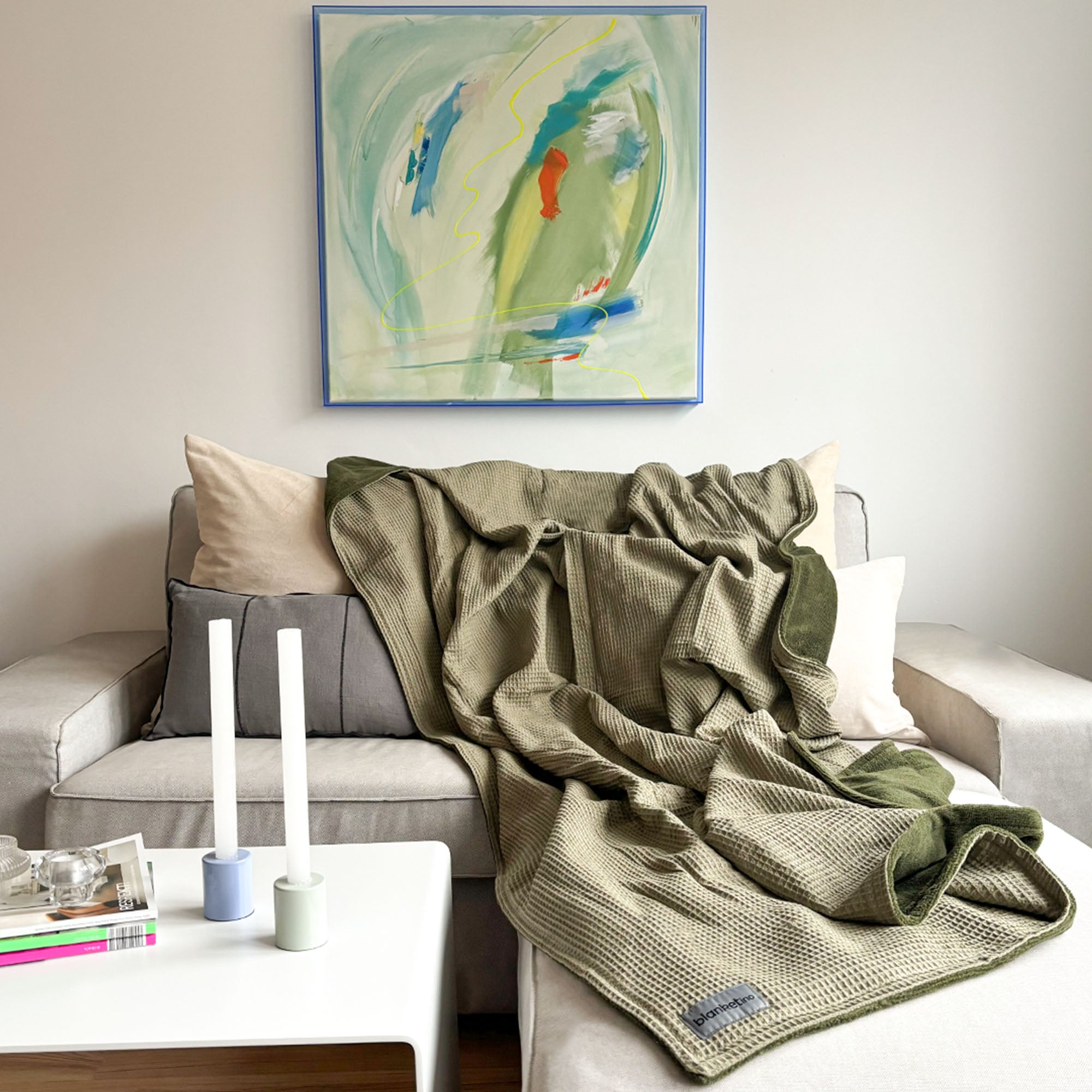 Kuscheldecke mit Bambus-Fleece • 210 x 145 cm • Olivgrün
