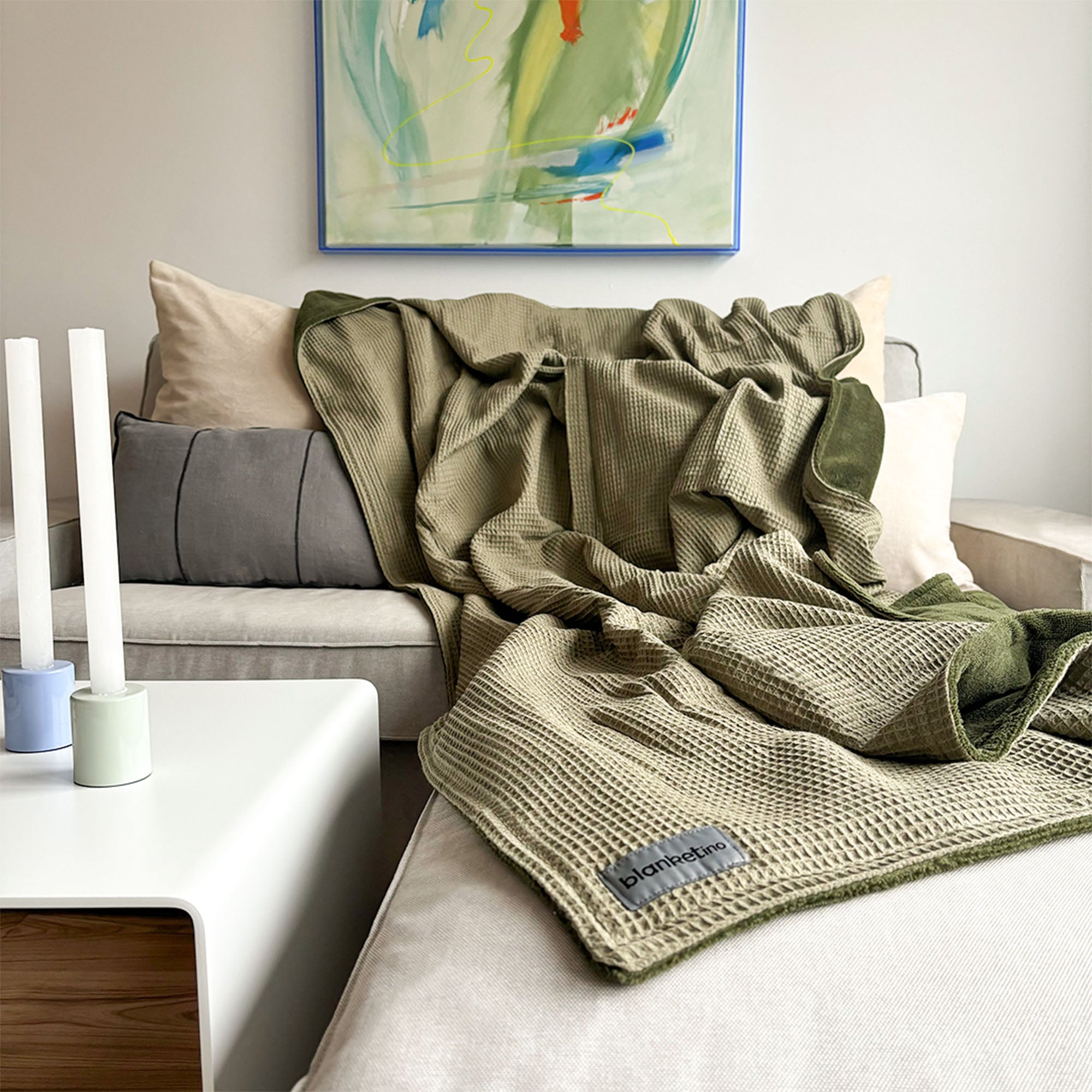 Kuscheldecke mit Bambus-Fleece • 210 x 145 cm • Olivgrün