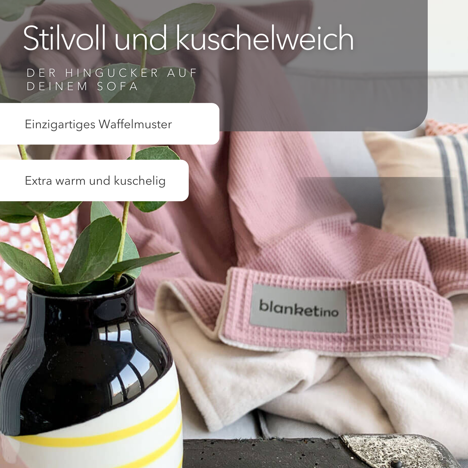 Kuscheldecke "Vollkommen" Altrosa · Sandweiß