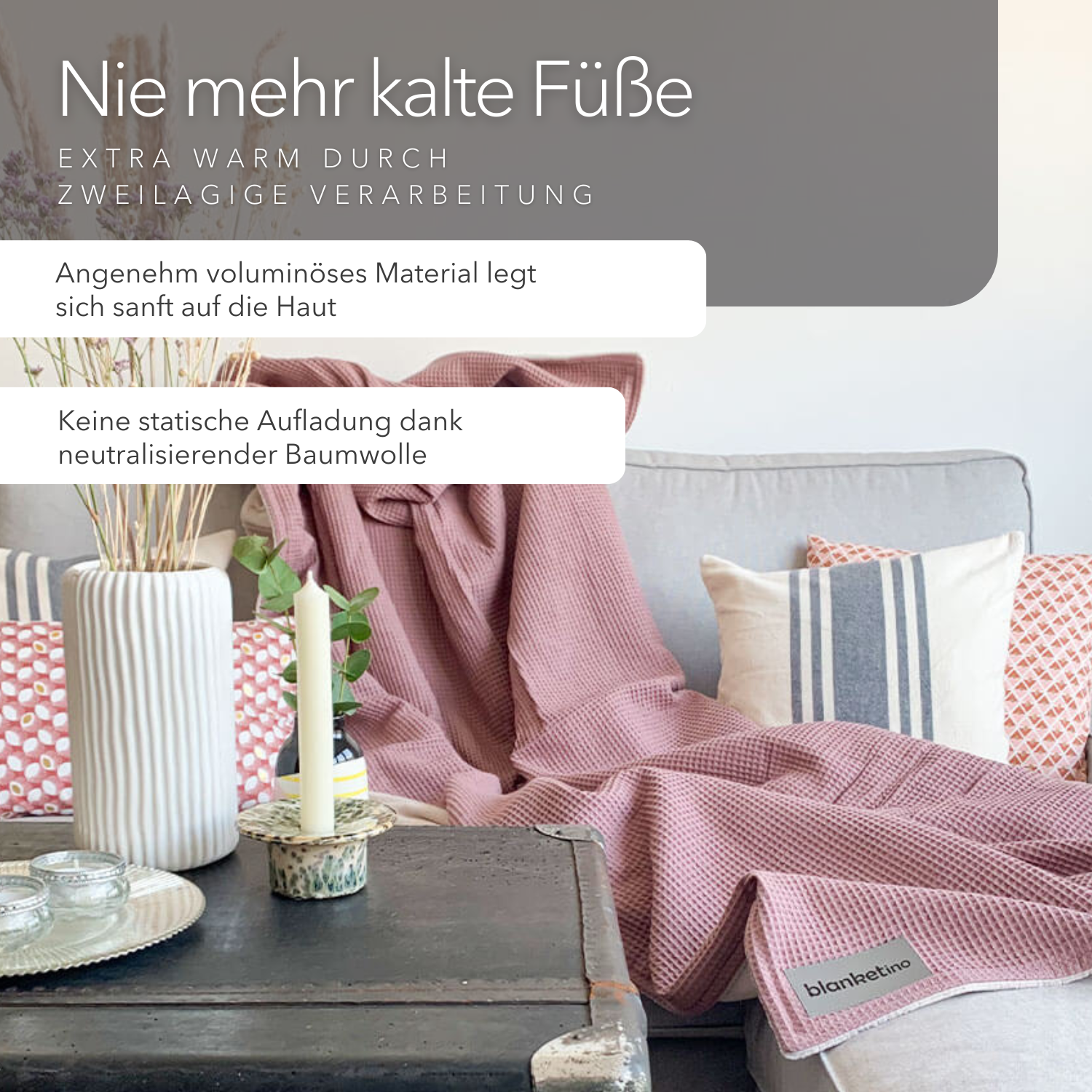 Kuscheldecke "Vollkommen" Altrosa · Sandweiß