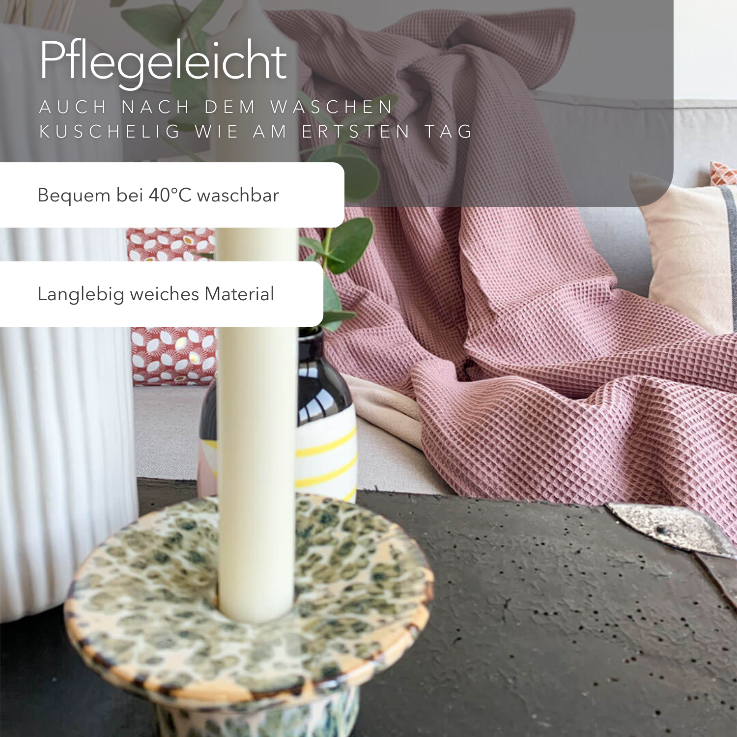 Kuscheldecke "Vollkommen" Altrosa · Sandweiß