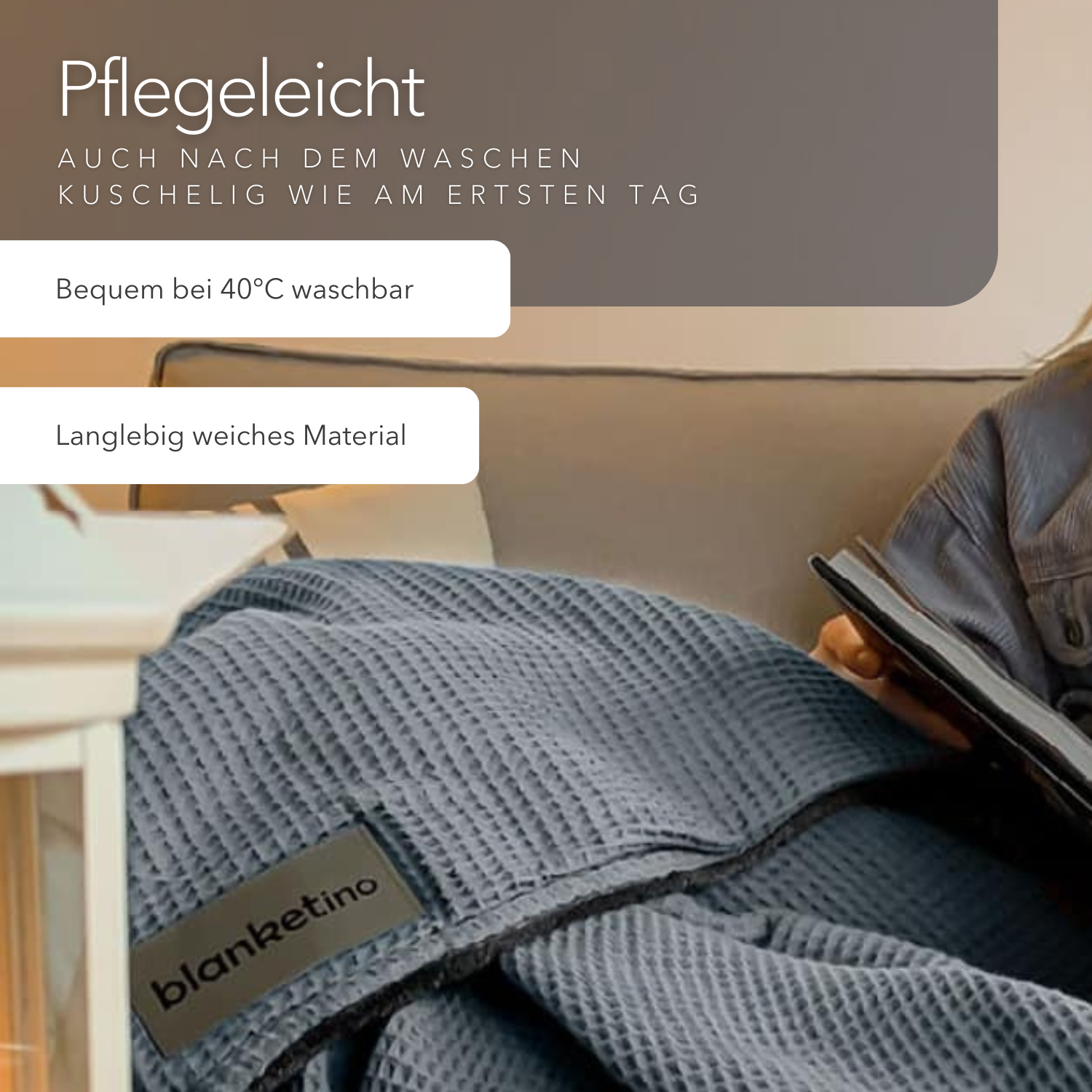 Kuscheldecke "Vollkommen" Wolkenblau · Stahlgrau