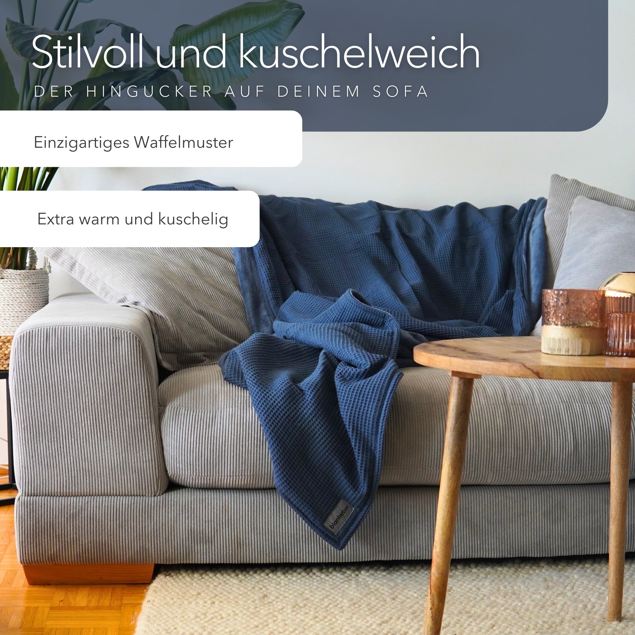Kuscheldecke "Vollkommen" Dunkelblau