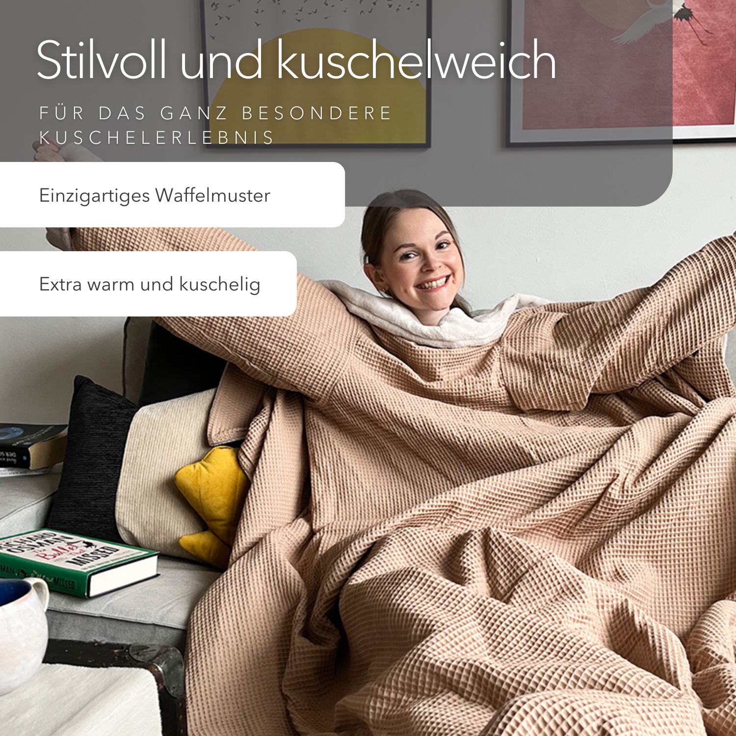 Kuscheldecke mit Ärmeln · Vollkommen · Cremerosa
