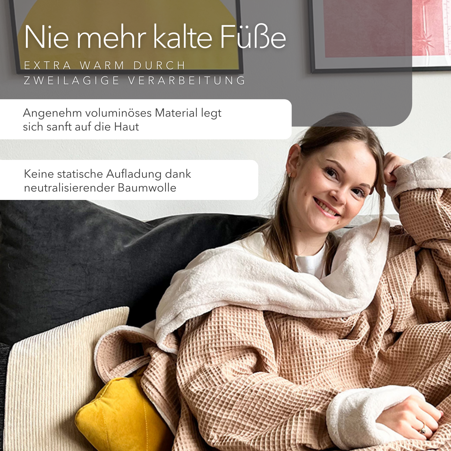 Kuscheldecke mit Ärmeln · Vollkommen · Cremerosa