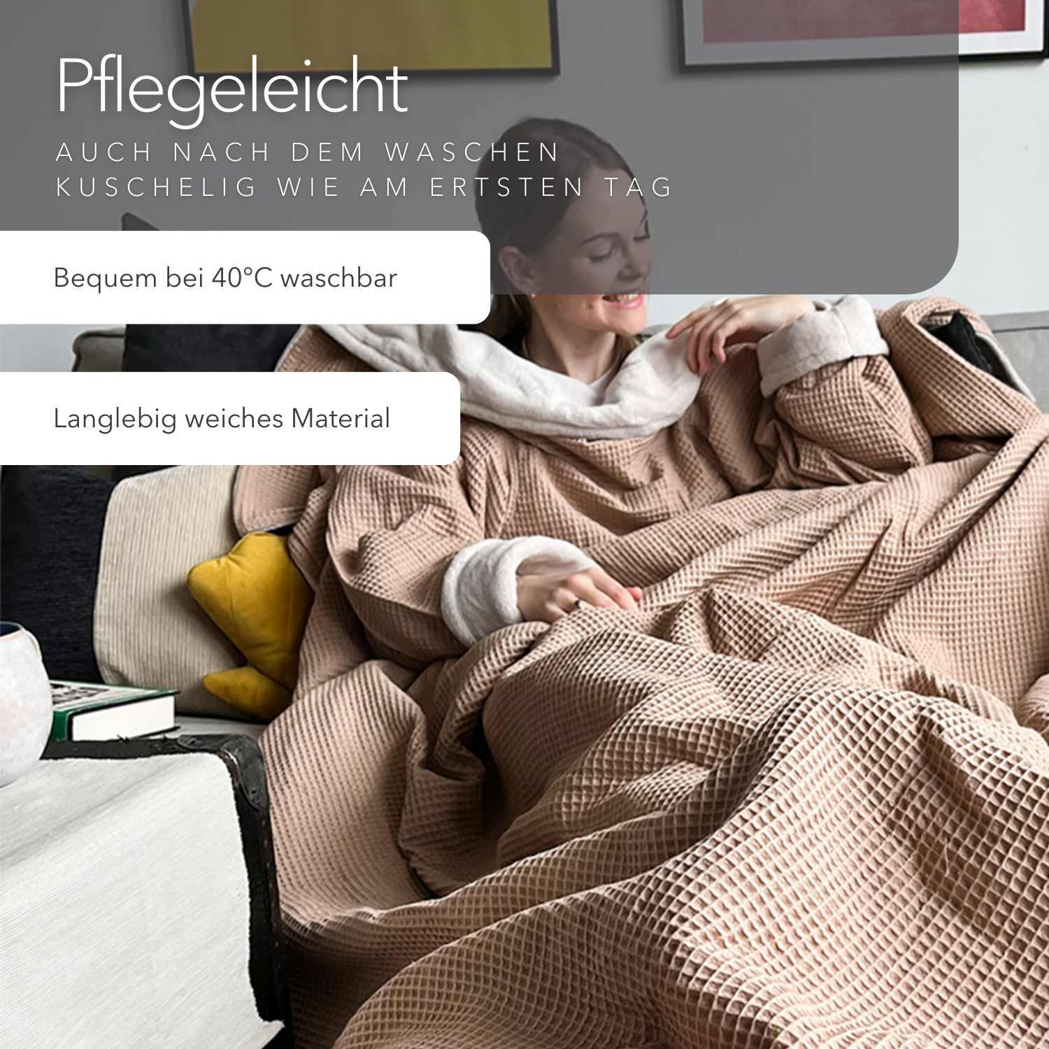 Kuscheldecke mit Ärmeln · Vollkommen · Cremerosa