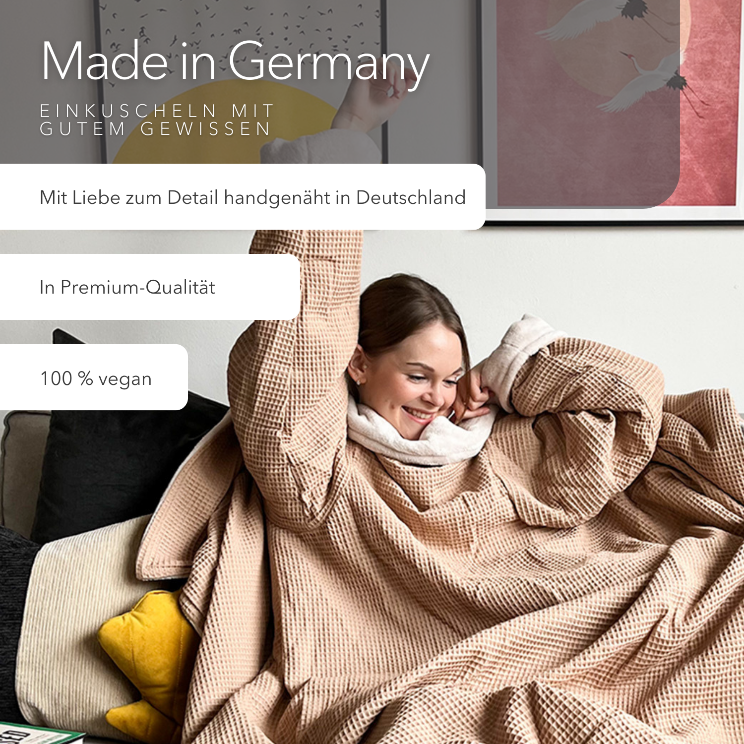 Kuscheldecke mit Ärmeln · Vollkommen · Cremerosa