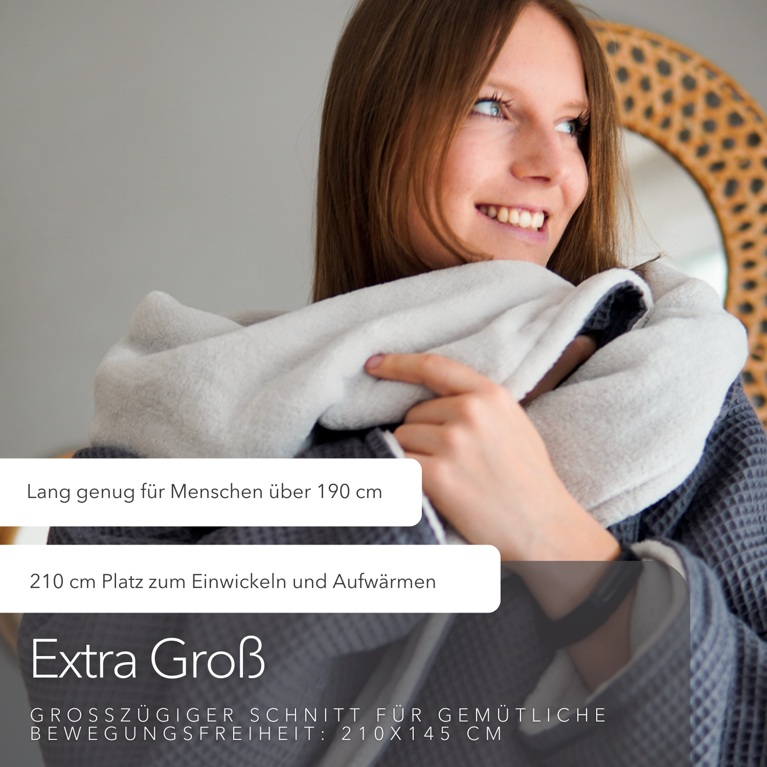 Kuscheldecke mit Ärmeln · Vollkommen · Grau · Gletschergrau