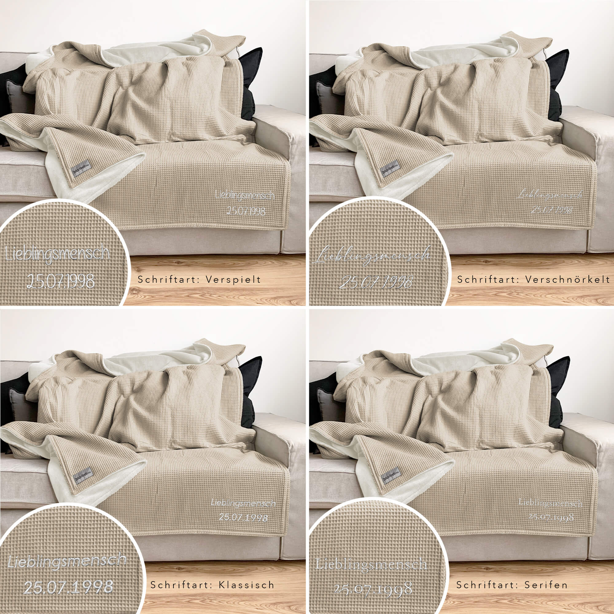 Kuscheldecke "Natur" • 210 x 140 cm • Creme • Sandweiß