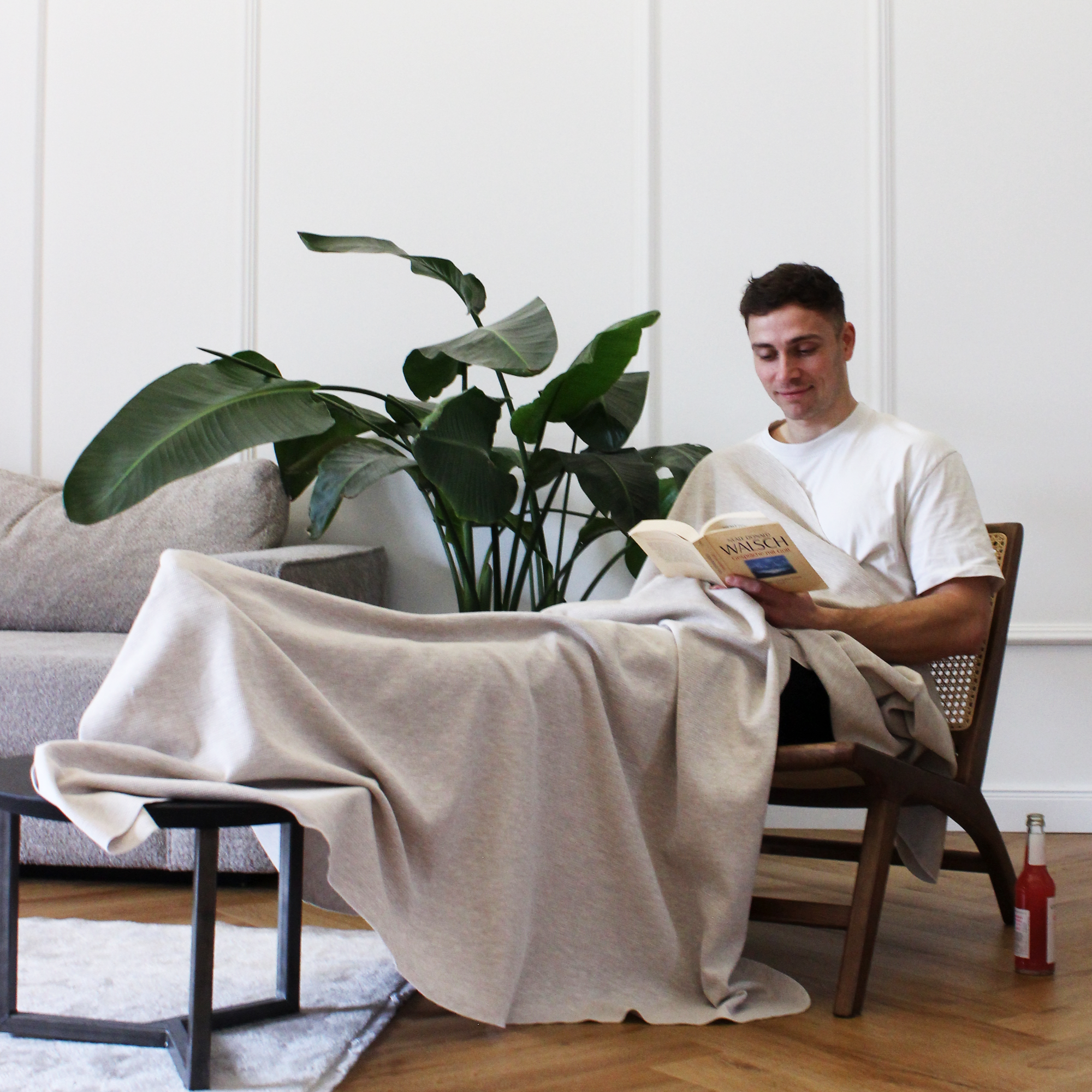 Sommerdecke aus Baumwolle • 150 x 210 cm • Creme • Melange