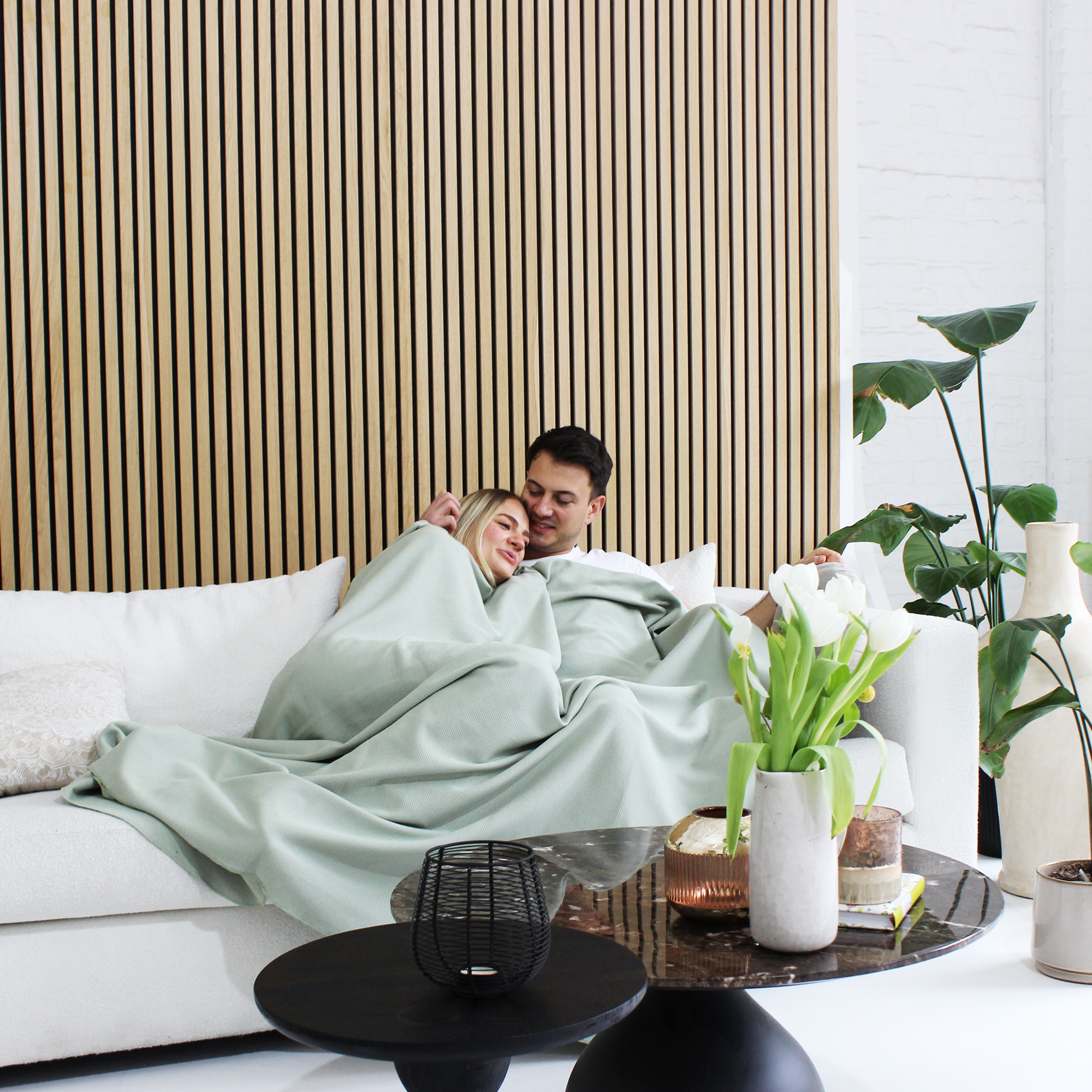 Leichte Baumwolldecke • 150 x 210 cm • Salbei