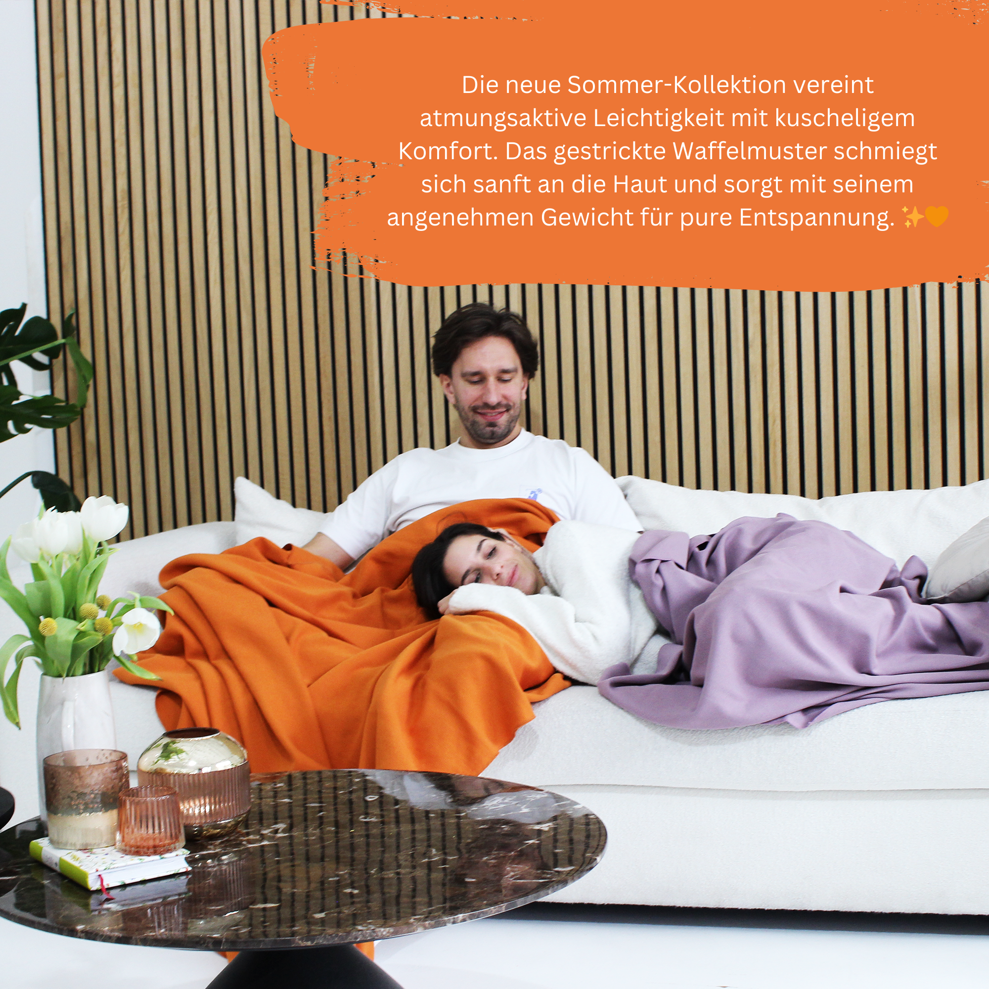Sommerdecke aus Baumwolle • 150 x 210 cm • Orange