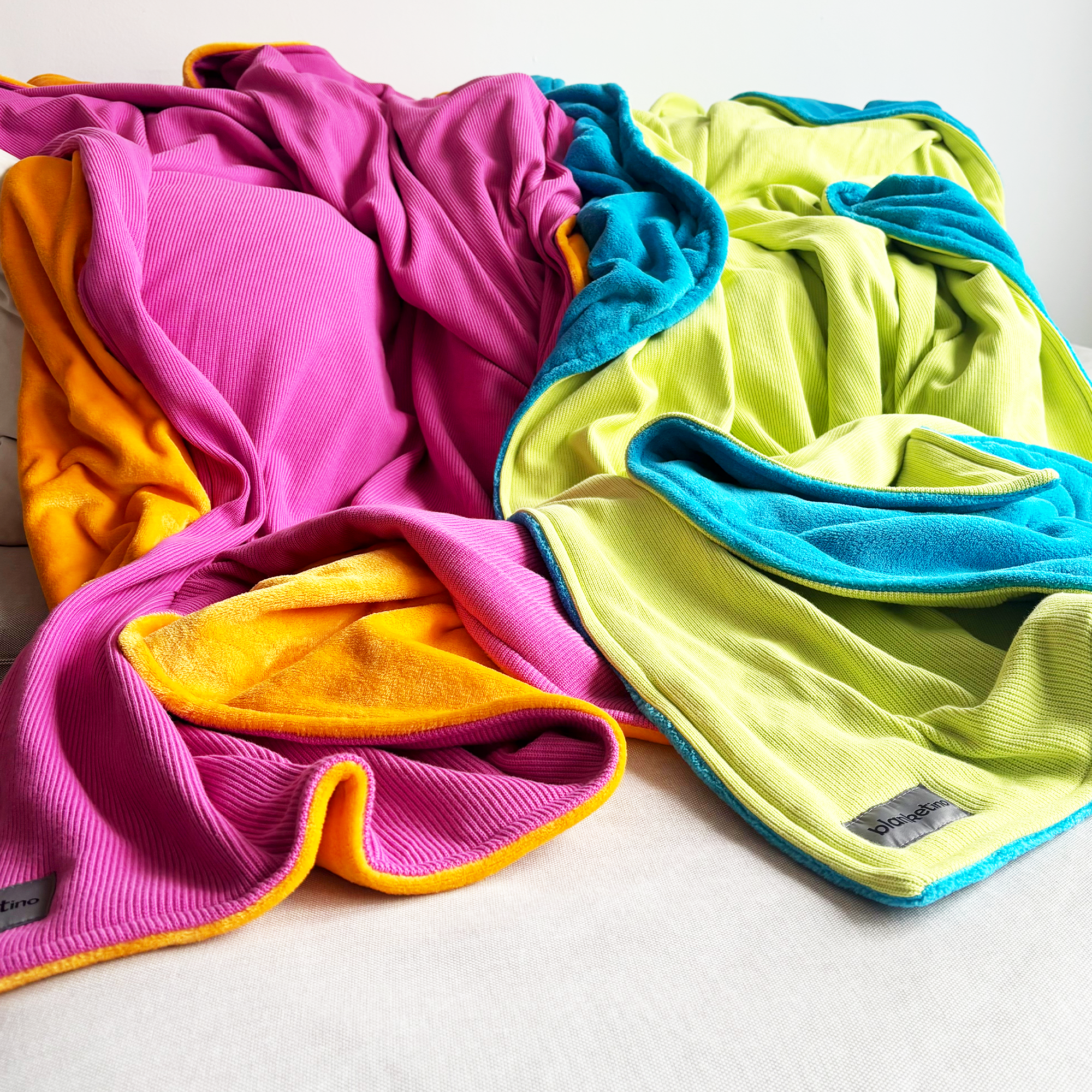 Kuscheldecke • Mini-Strick • Orange-Pink