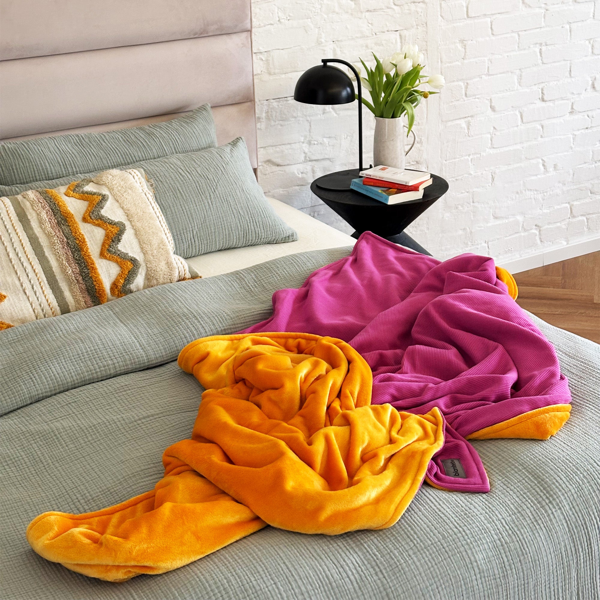Kuscheldecke • Mini-Strick • Orange-Pink