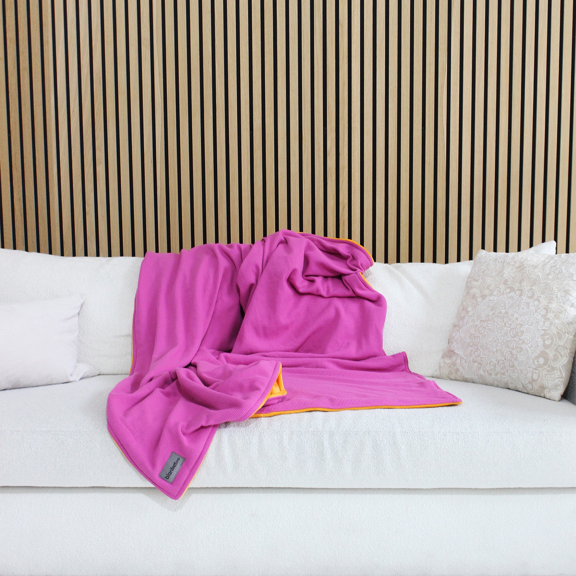 Kuscheldecke • Mini-Strick • Orange-Pink