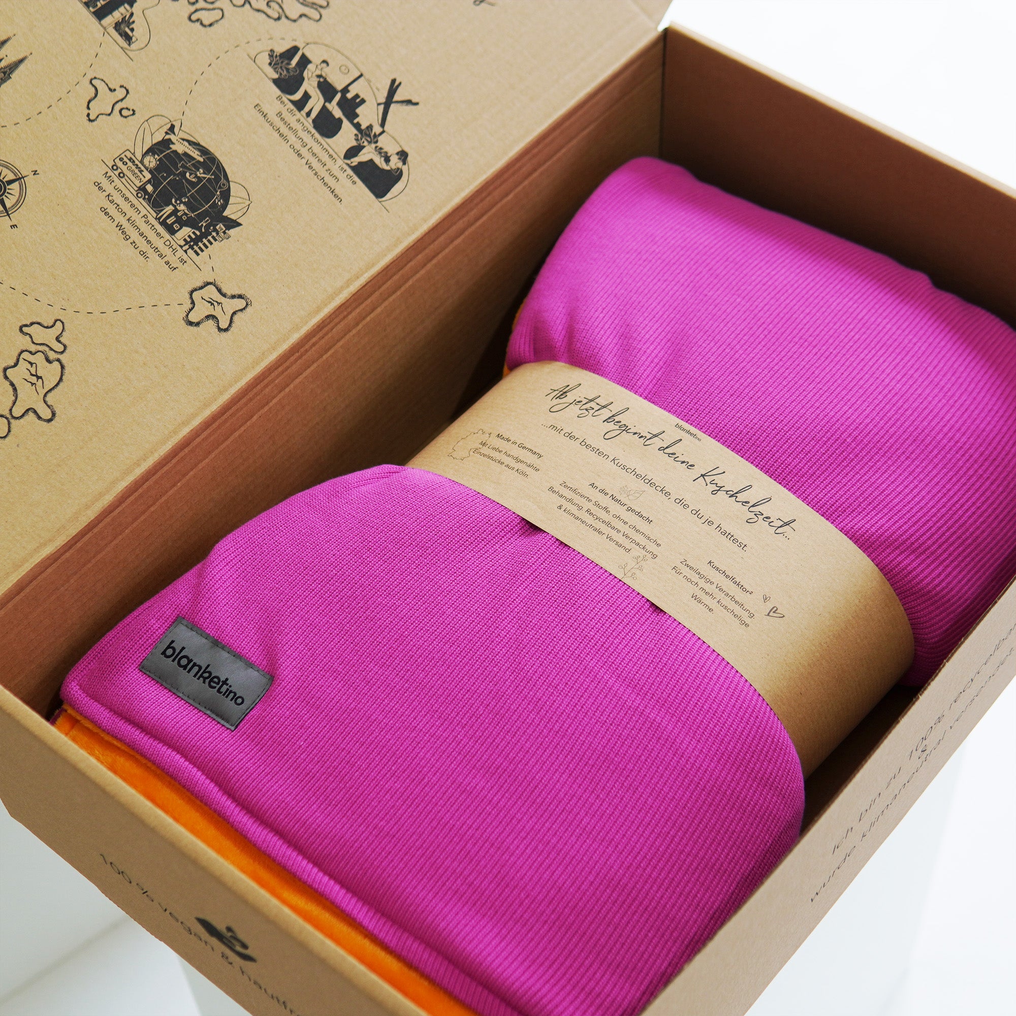 Kuscheldecke • Mini-Strick • Orange-Pink