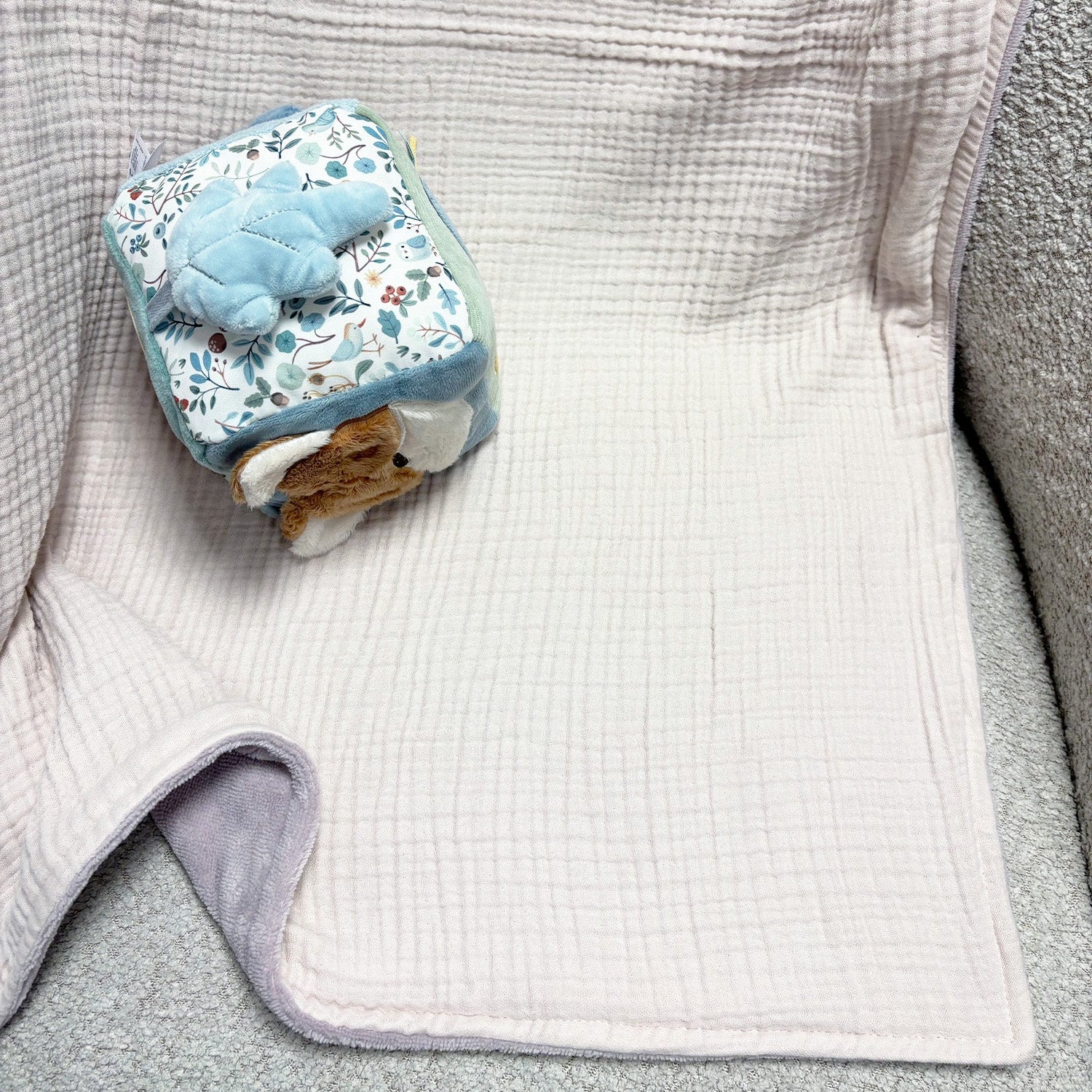 Musselin Babydecke mit Namen - 70 x 100 cm • Vintage Rosa