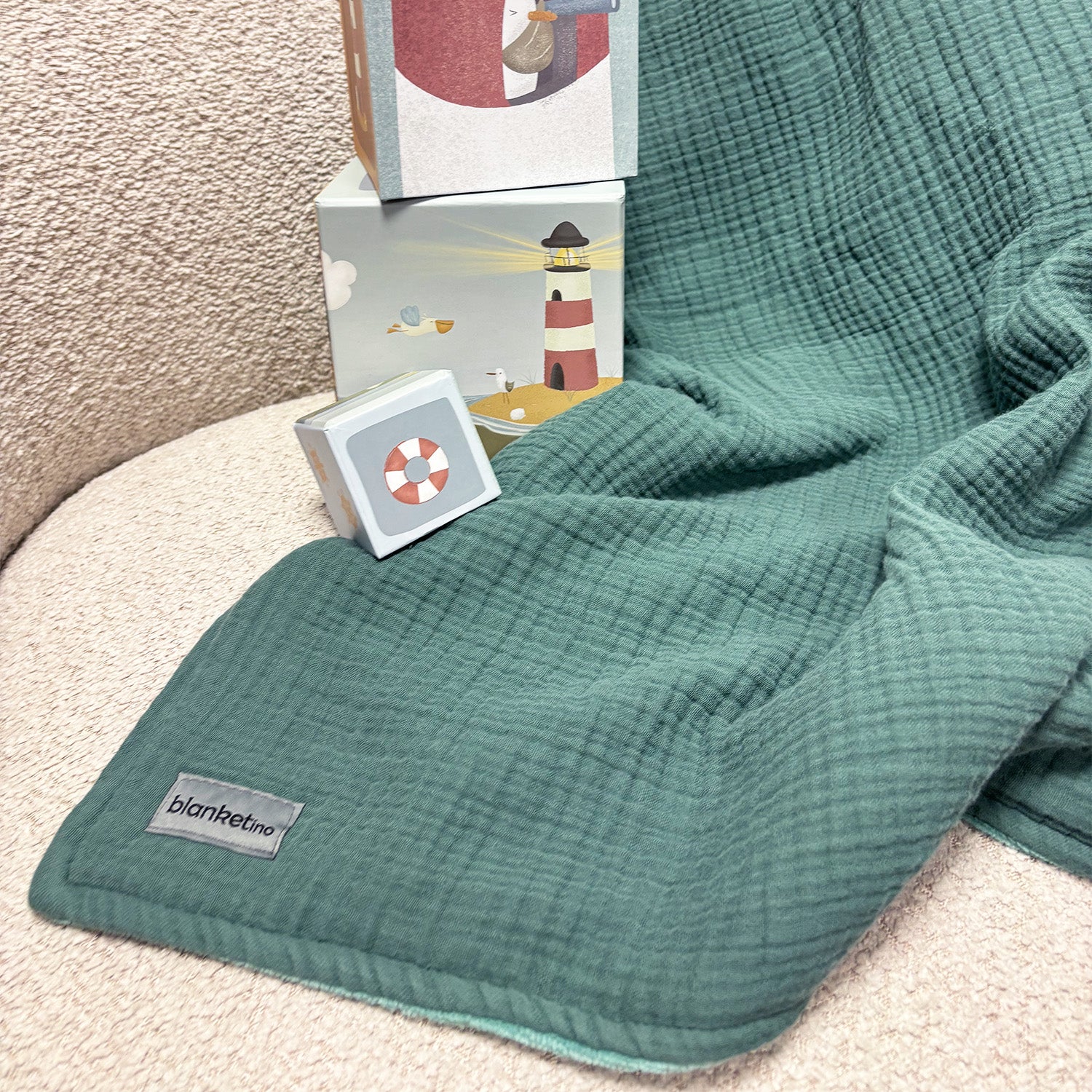 Musselin Babydecke mit Namen - 70 x 100 cm • Dschungelgrün