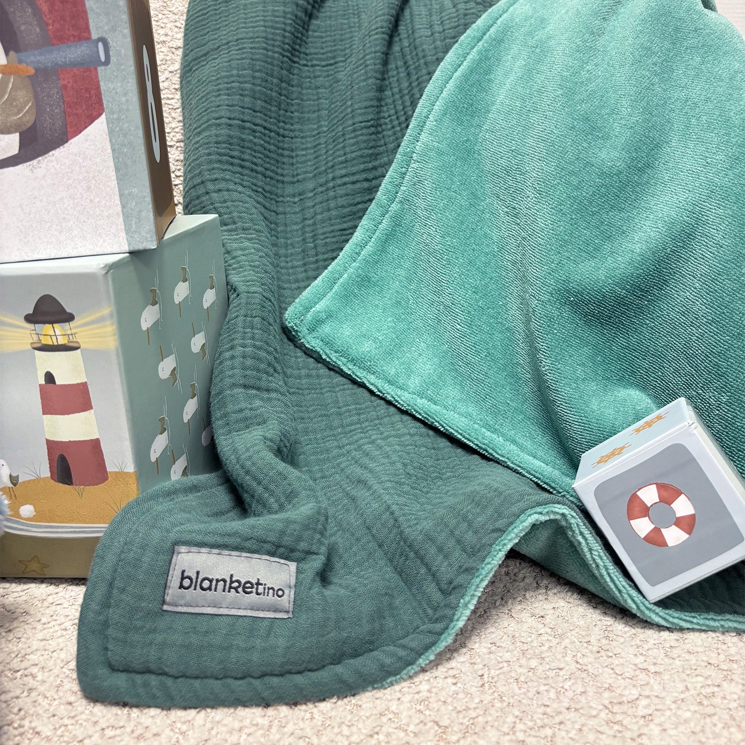 Musselin Babydecke mit Namen - 70 x 100 cm • Dschungelgrün